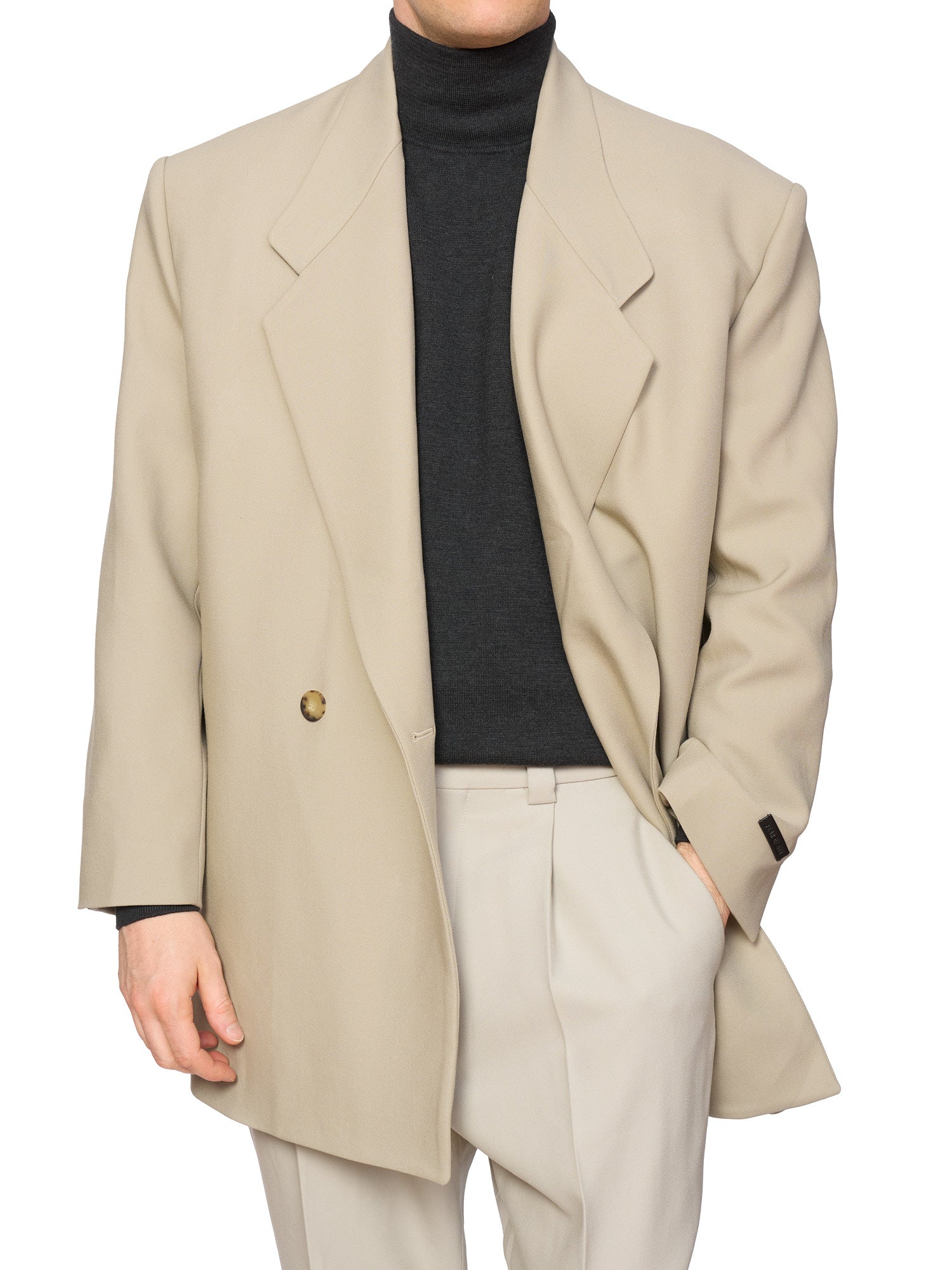 FEAR OF GOD Eternal Beige Wool Double Breasted  Notch Lapel Jacket EU 50 NEW US 40