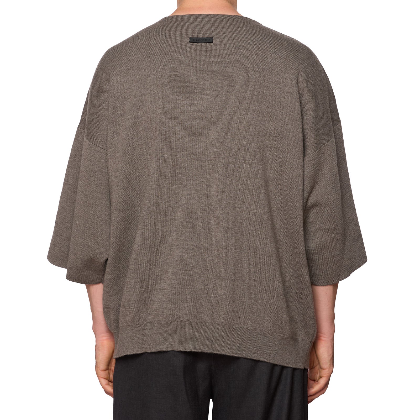 FEAR OF GOD Gray Virgin Wool Cropped Sleeve Sweater T-Shirt NEW US L