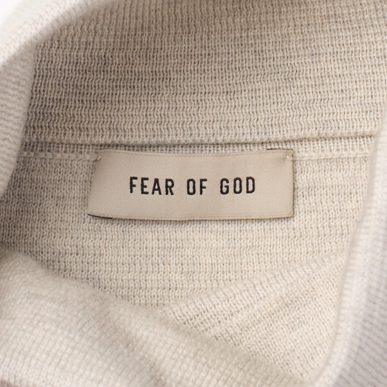 FEAR OF GOD Light Beige Virgin Wool Knit Turtleneck Sweater NEW Size L