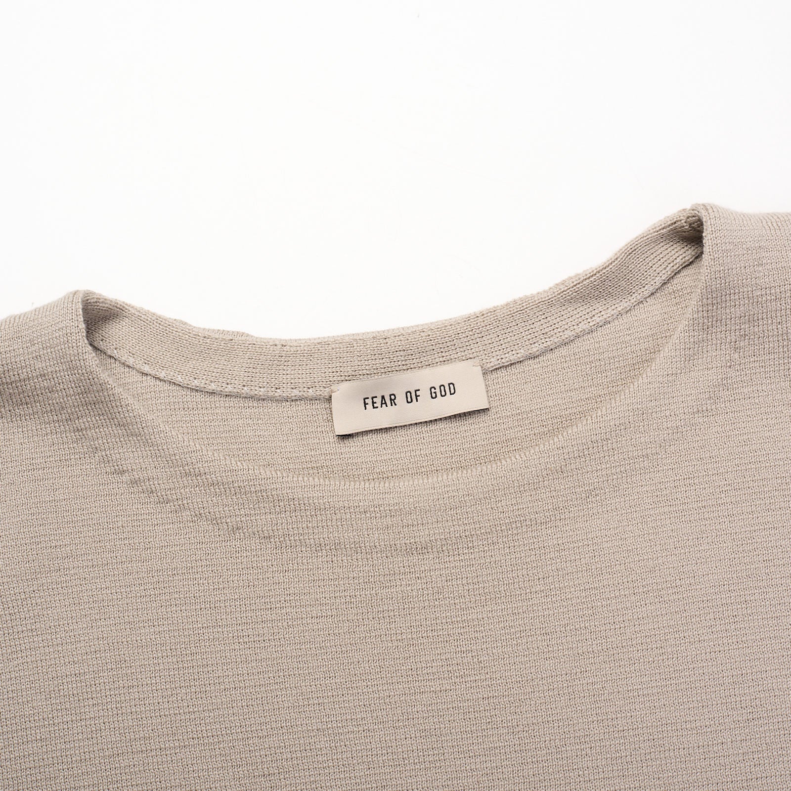 FEAR OF GOD Cement Virgin Wool Cropped Sleeve Sweater NEW US L