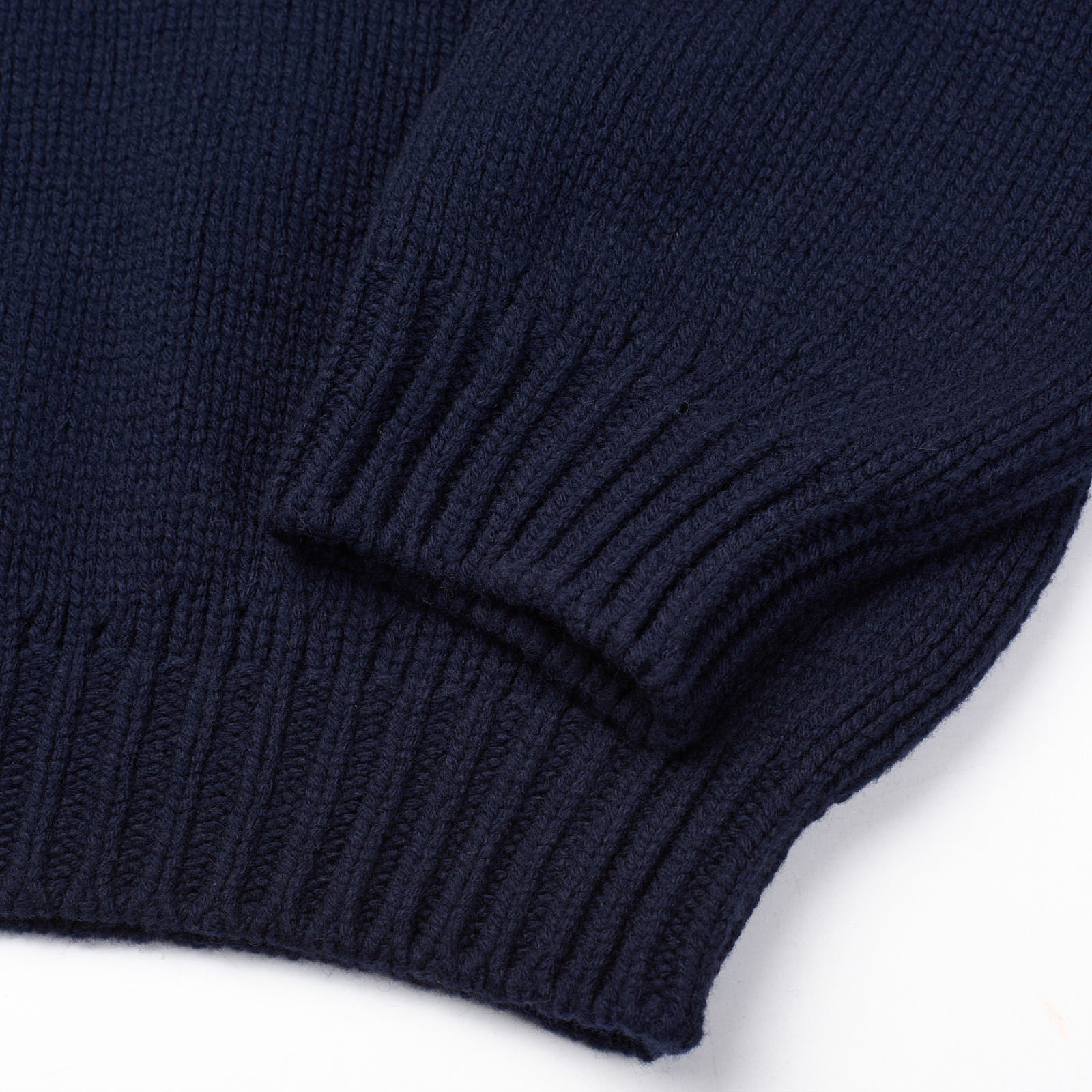 FEAR OF GOD Navy Blue Virgin Wool Chunky Knit Overlap Sweater NEW Size L