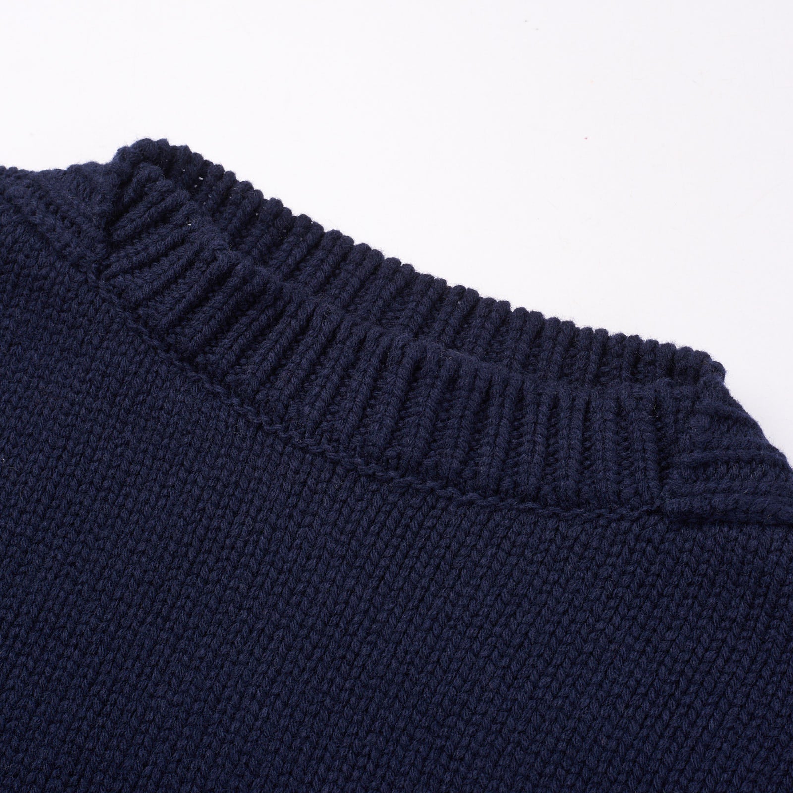 FEAR OF GOD Navy Blue Virgin Wool Chunky Knit Overlap Sweater NEW Size L