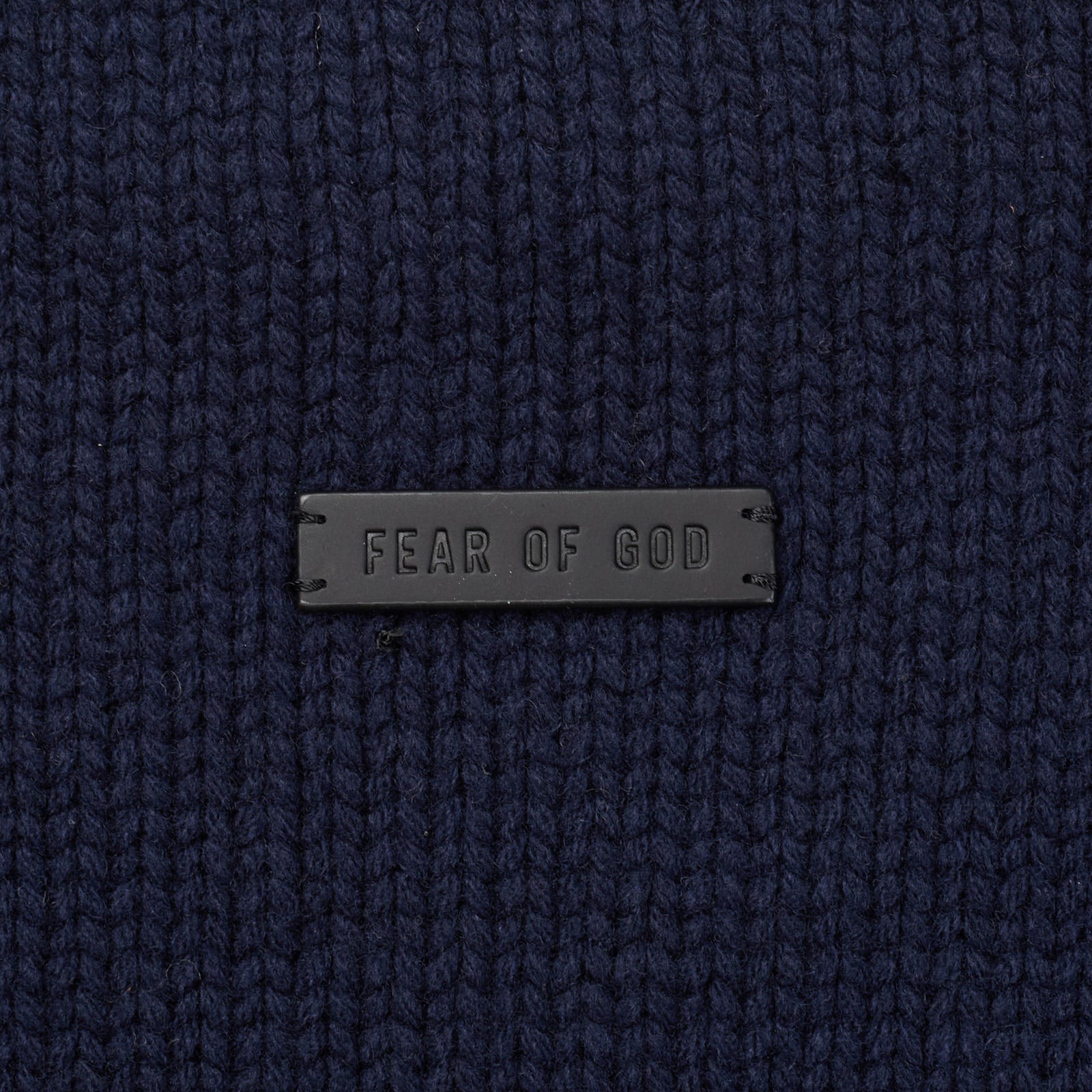 FEAR OF GOD Navy Blue Virgin Wool Chunky Knit Overlap Sweater NEW Size L