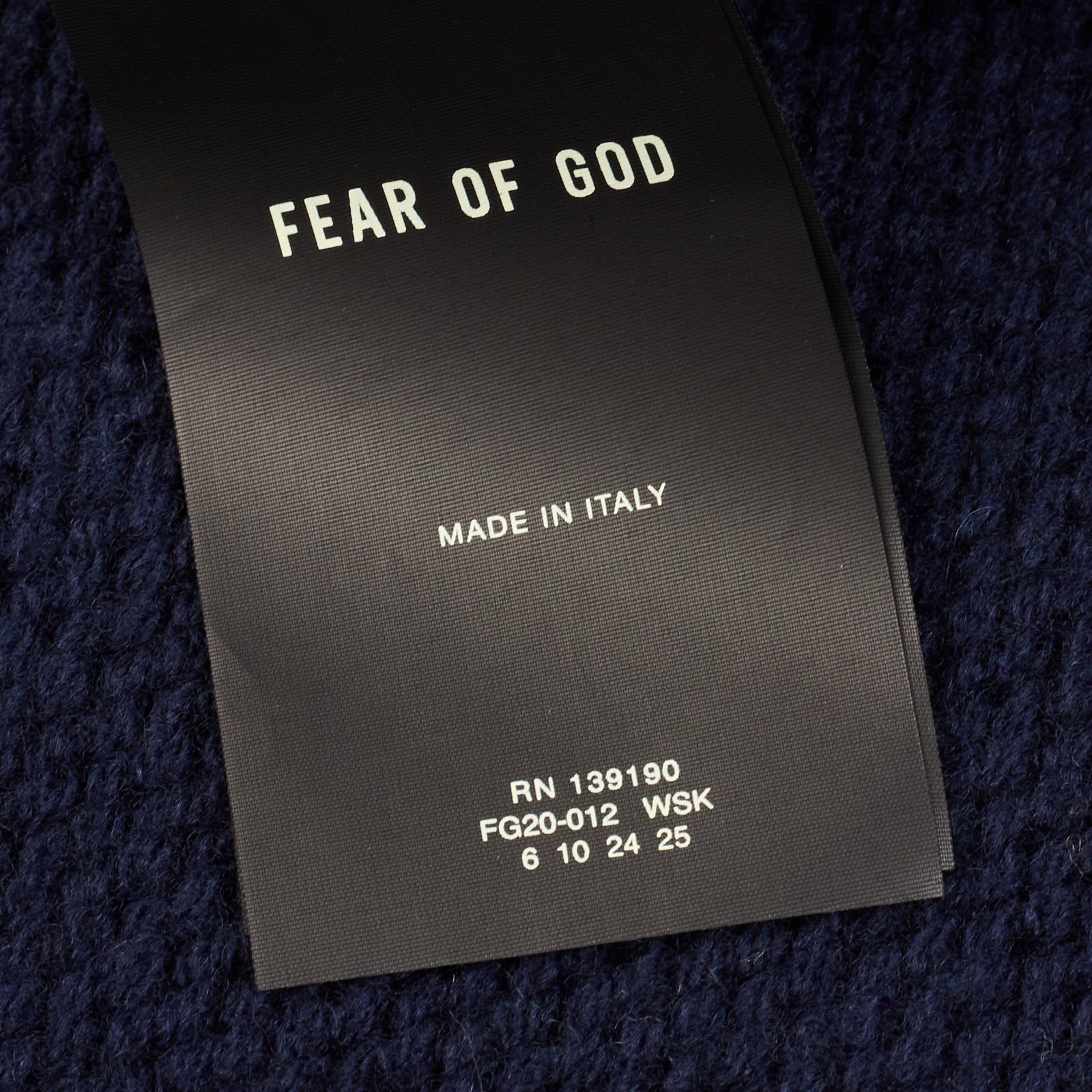 FEAR OF GOD Navy Blue Virgin Wool Chunky Knit Overlap Sweater NEW Size L