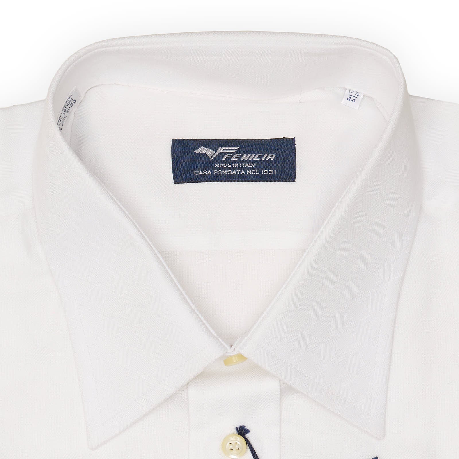 FENICIA Handmade White Dobby Cotton Dress Shirt EU 44 NEW US 17.5