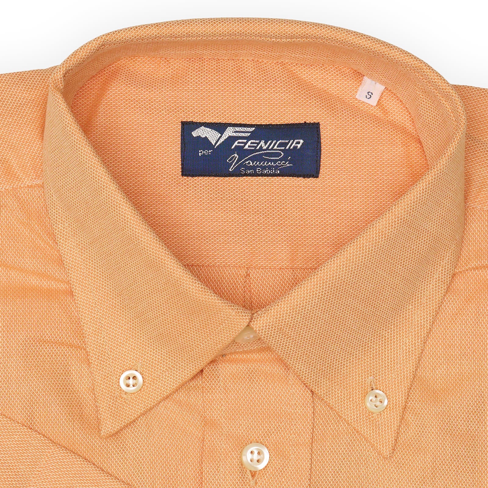 FENICIA for Vannucci Orange Royal Oxford Cotton Short Sleeve Shirt EU S NEW US 15