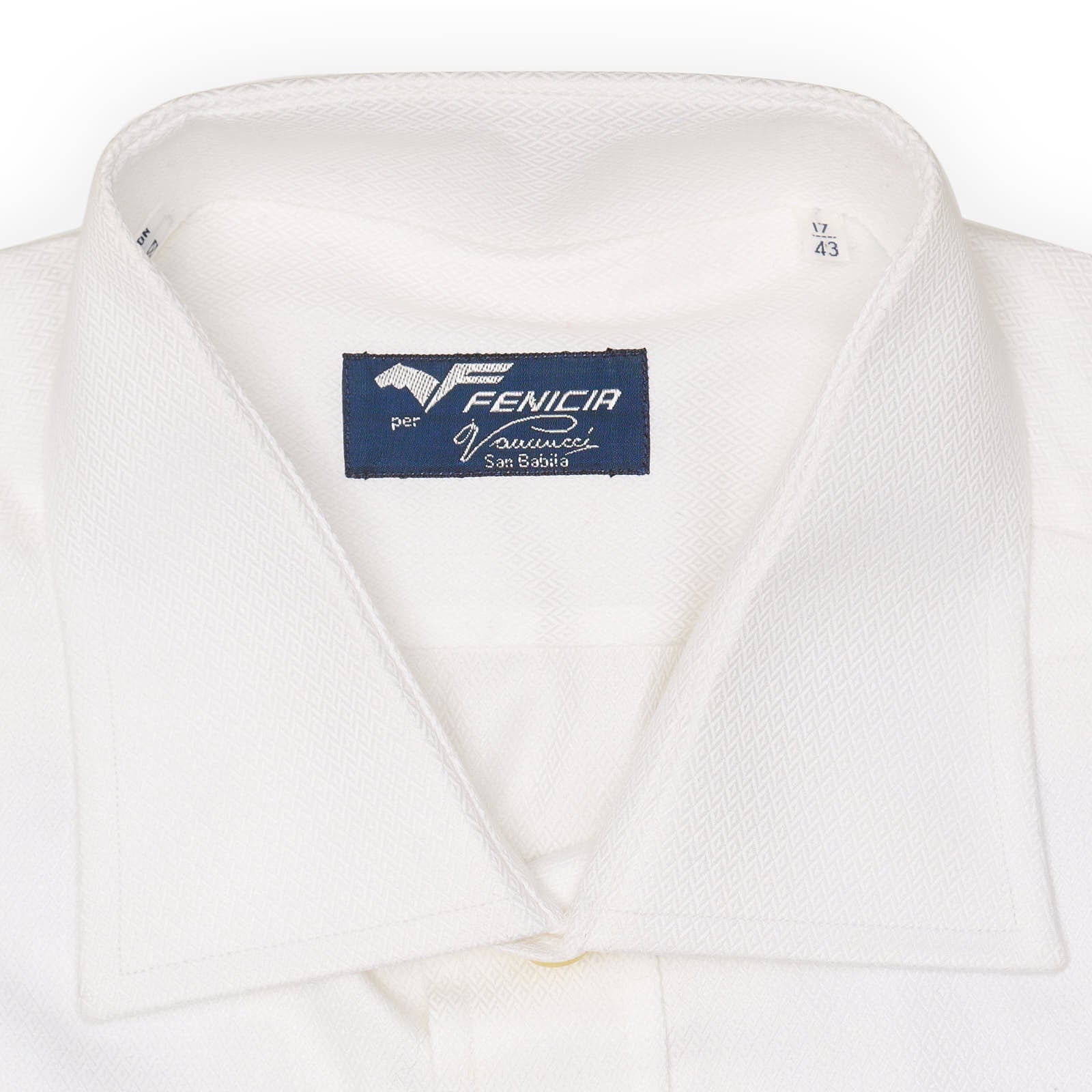 FENICIA for Vannucci Handmade White Dobby Cotton French Cuff Dress Shirt NEW