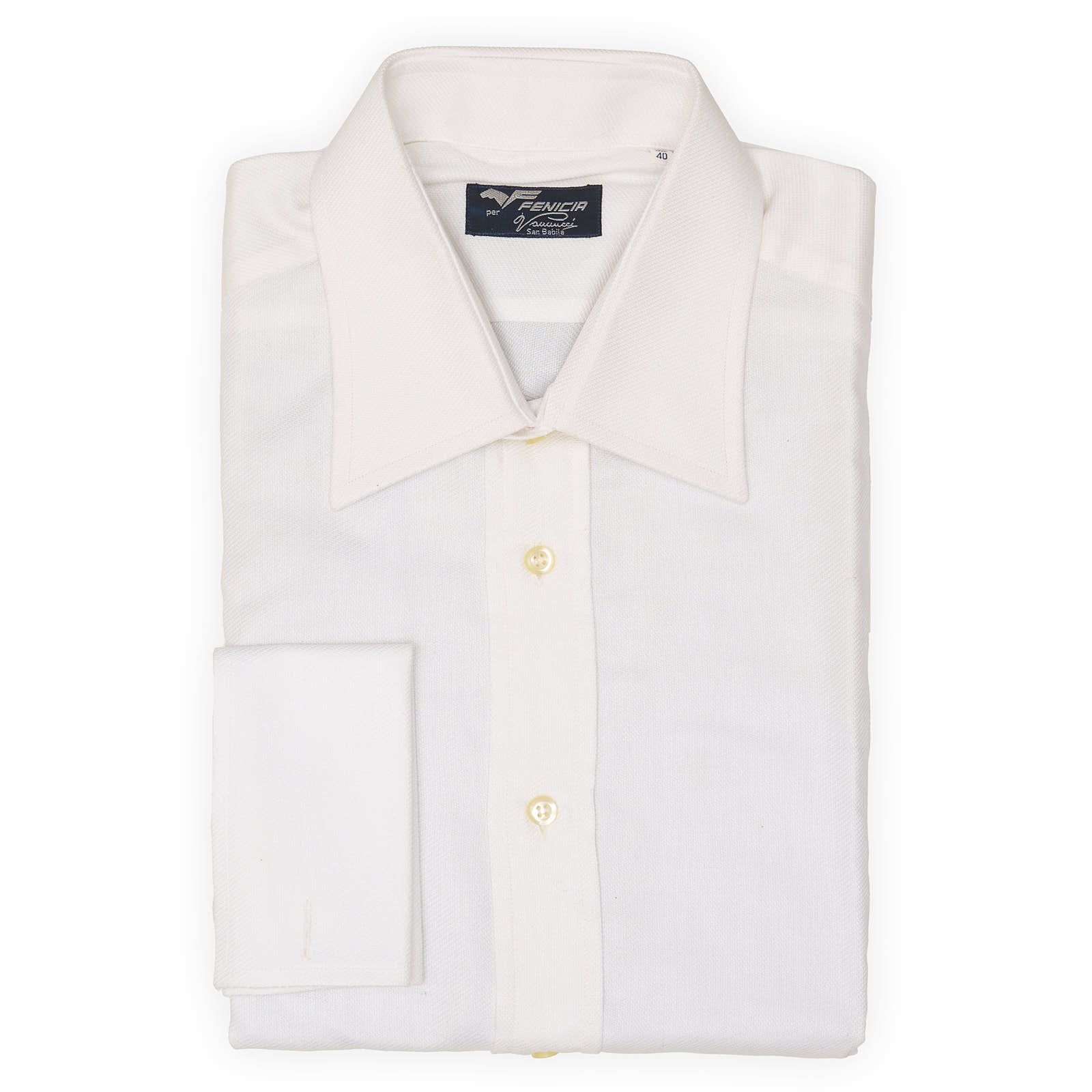 FENICIA for Vannucci White Royal Oxford Cotton Dress Shirt EU 40 NEW US 15.75