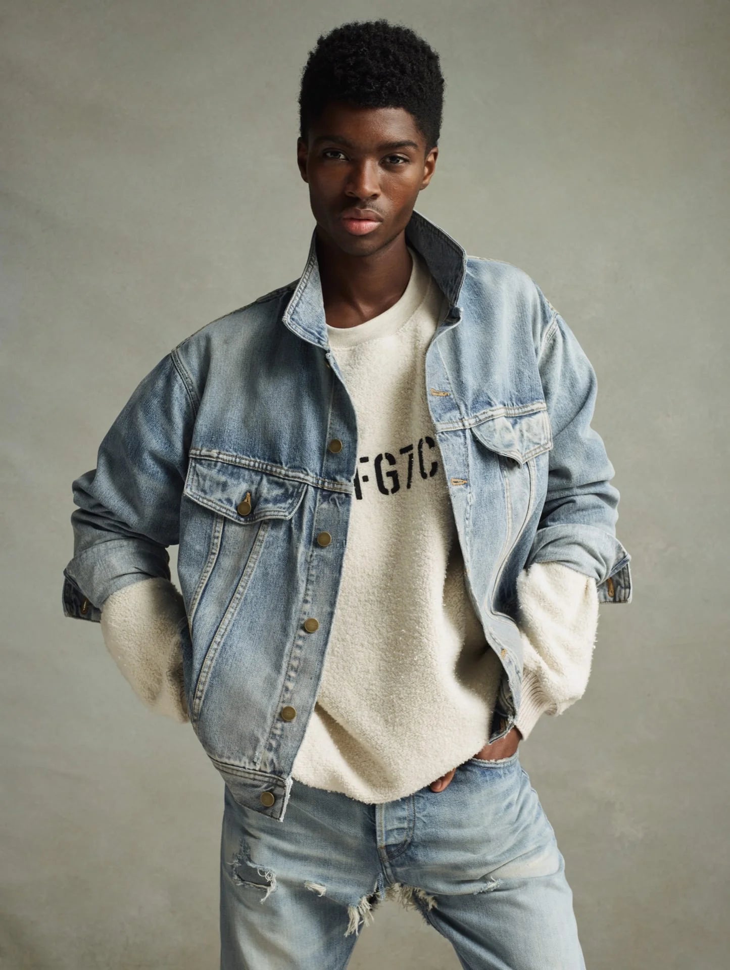 FEAR OF GOD Seventh Collection Blue Trucker Denim Jacket US L