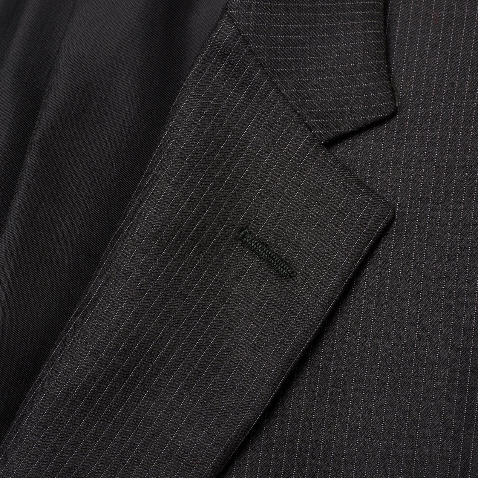 VANNUCCI Milano Handmade Charcoal Gray Striped Virgin Wool Super 150's Suit NEW