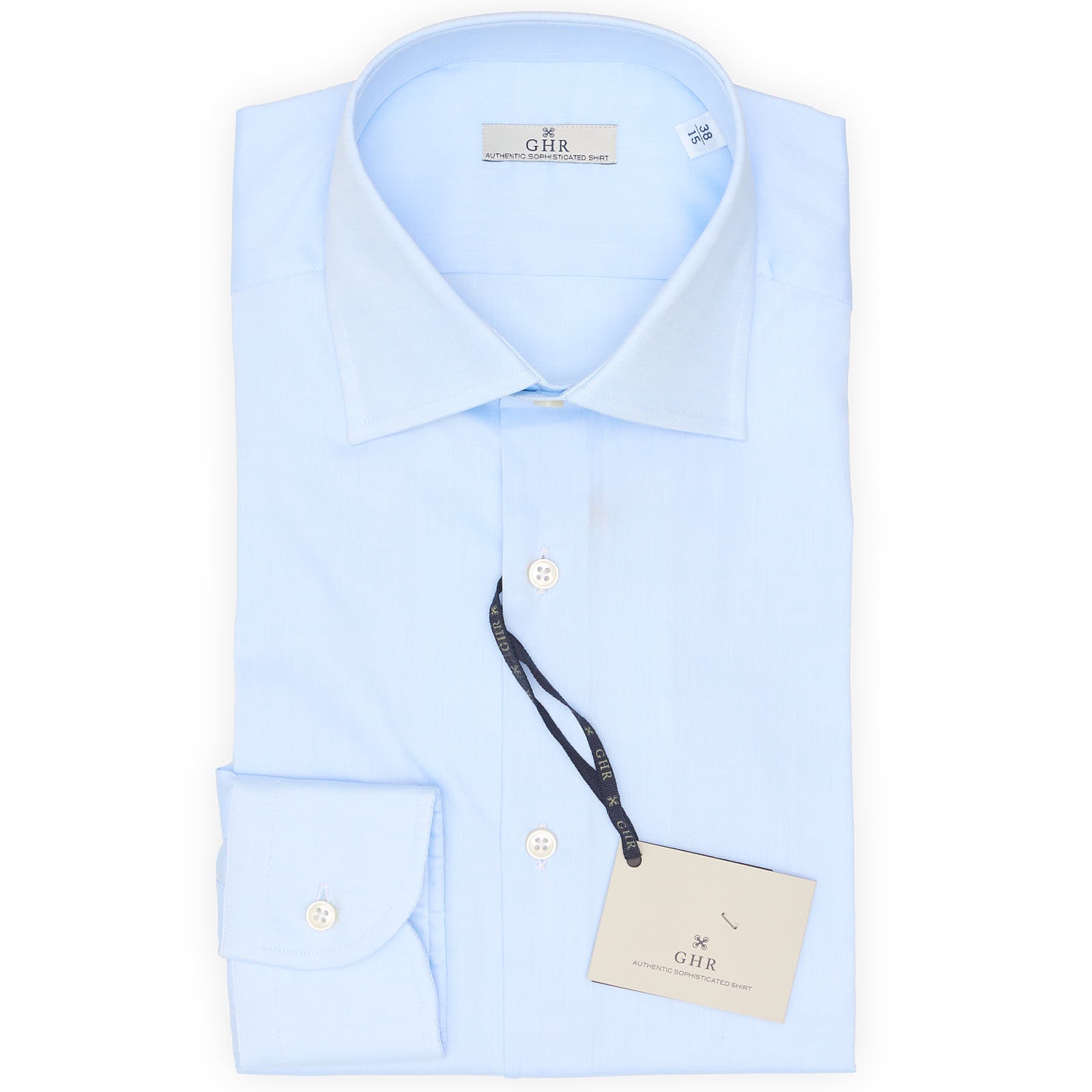 G.H.R. Blue Pinpoint Oxford Cotton Dress Shirt NEW Giampaolo and Alessandro Valoti