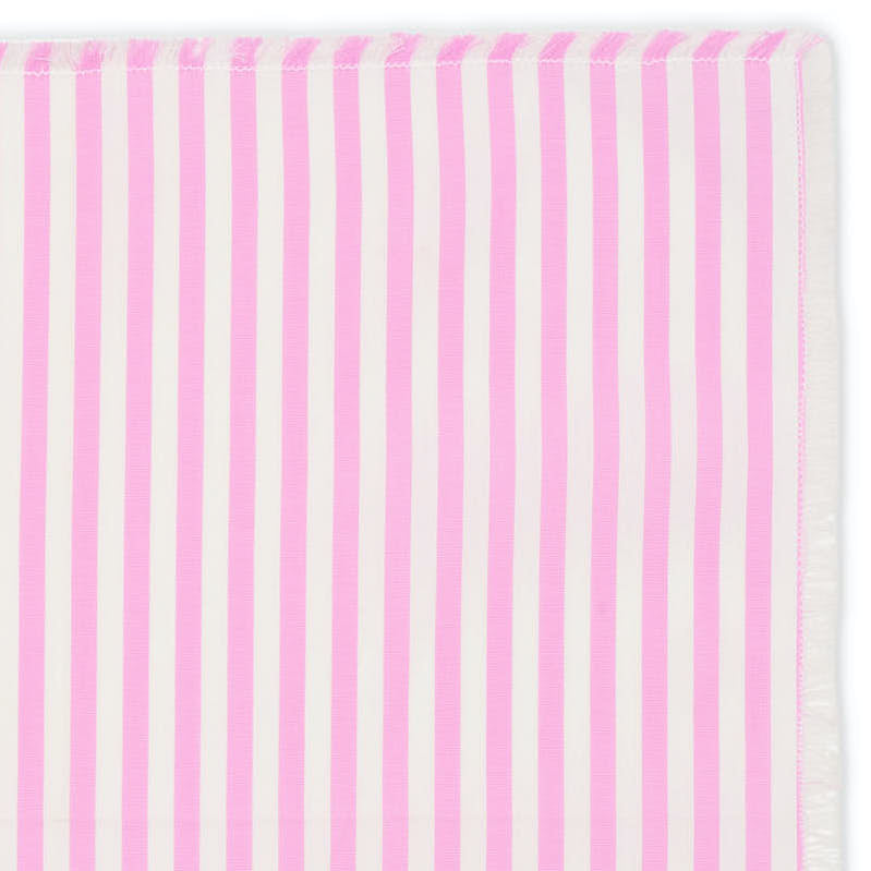 G. INGLESE Handmade Pink-White Striped Cotton Pocket Square NEW 29cm x 29cm