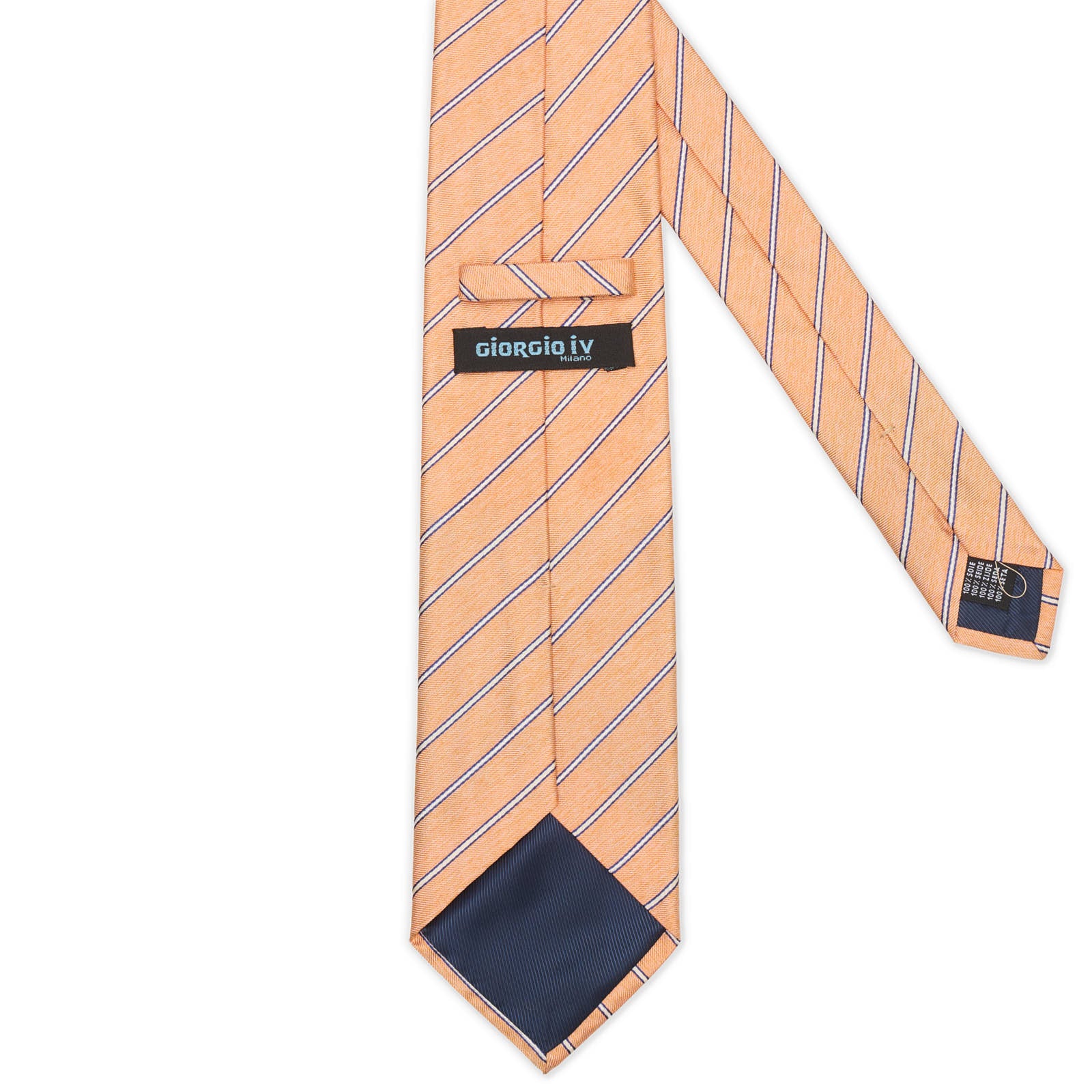 GIORGIO IV Orange Diagonal Striped Silk Tie NEW