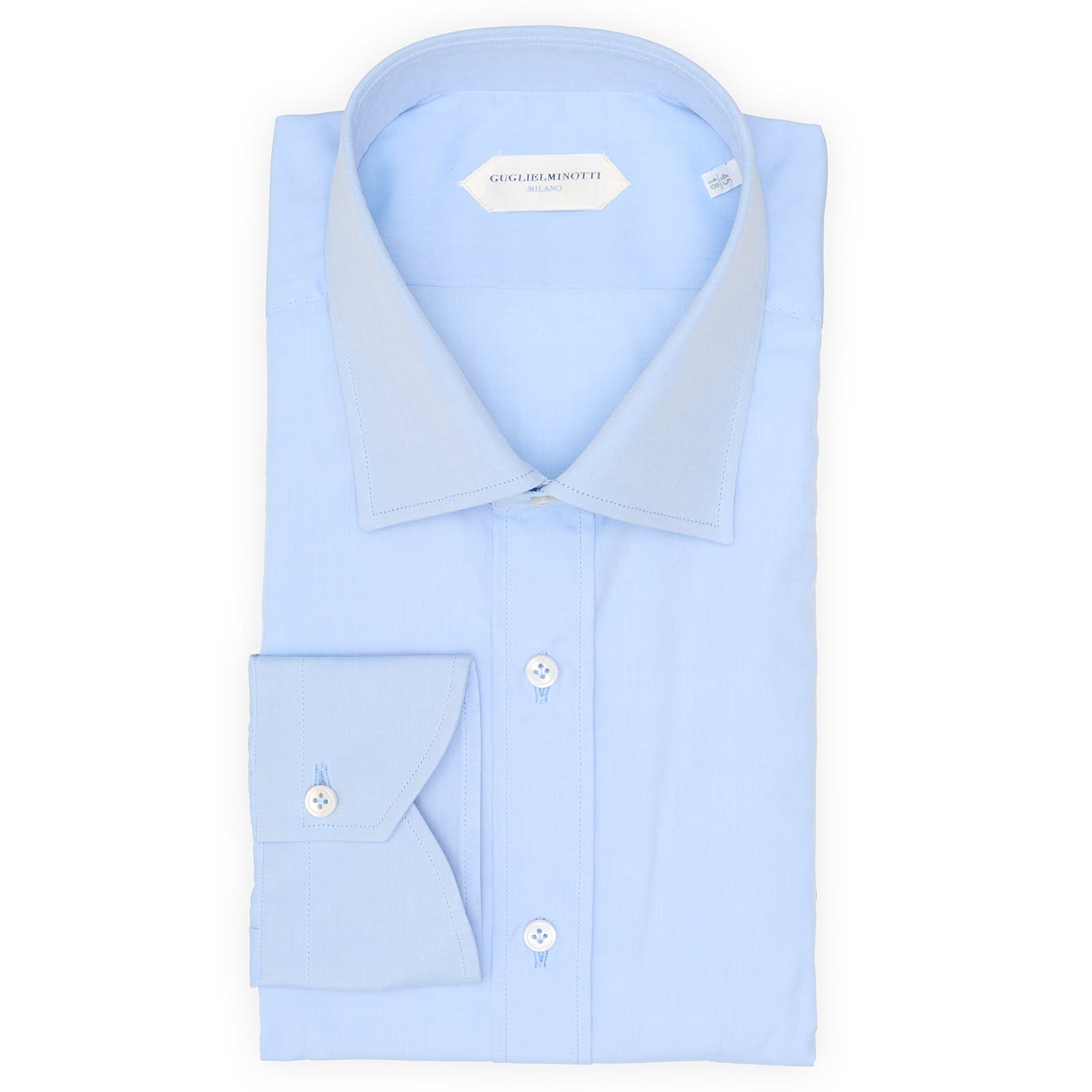 GUGLIELMINOTTI Milano Blue Melange Cotton Dress Shirt EU 45 NEW US 18