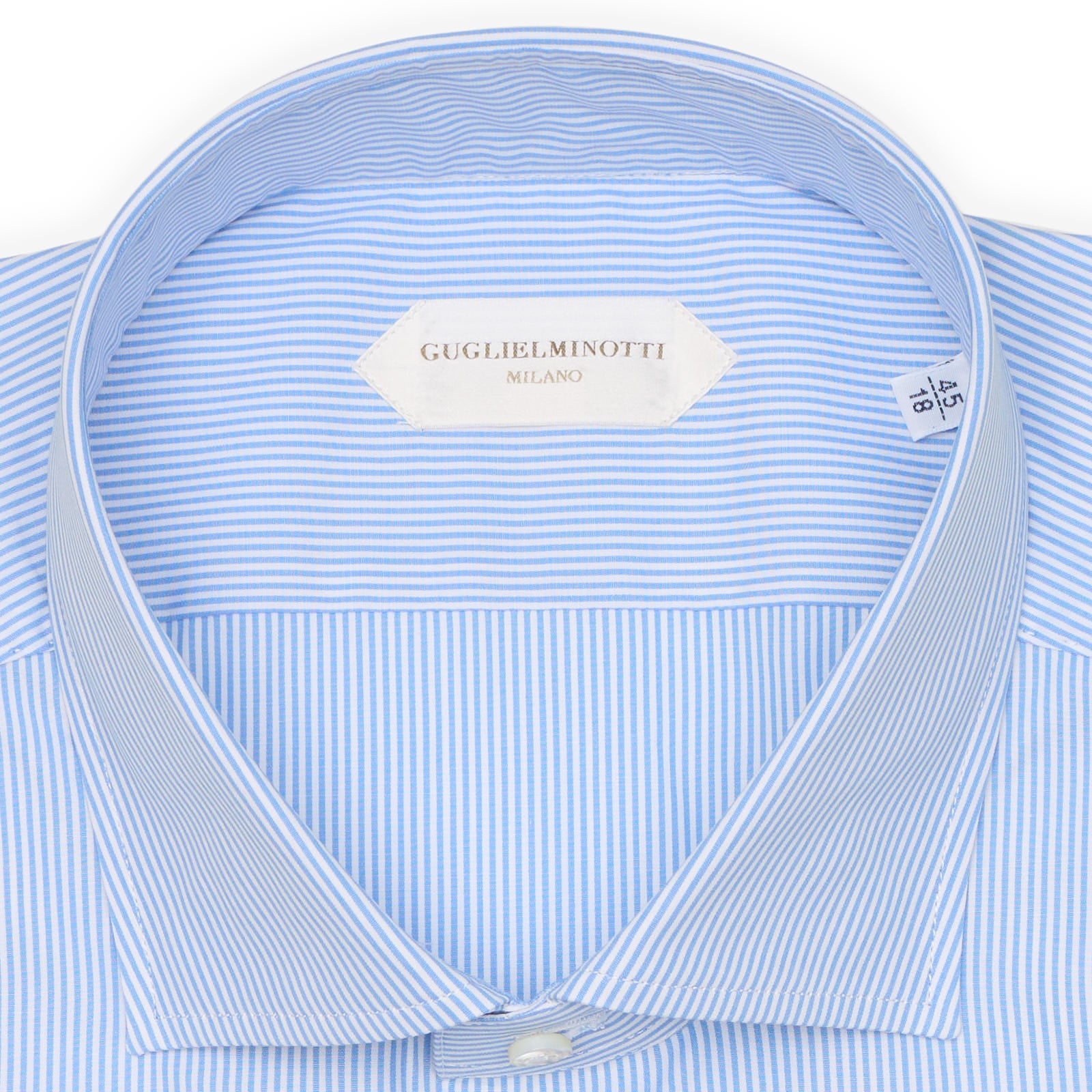 GUGLIELMINOTTI Milano Blue Striped Poplin Cotton Dress Shirt EU 45 NEW US 18