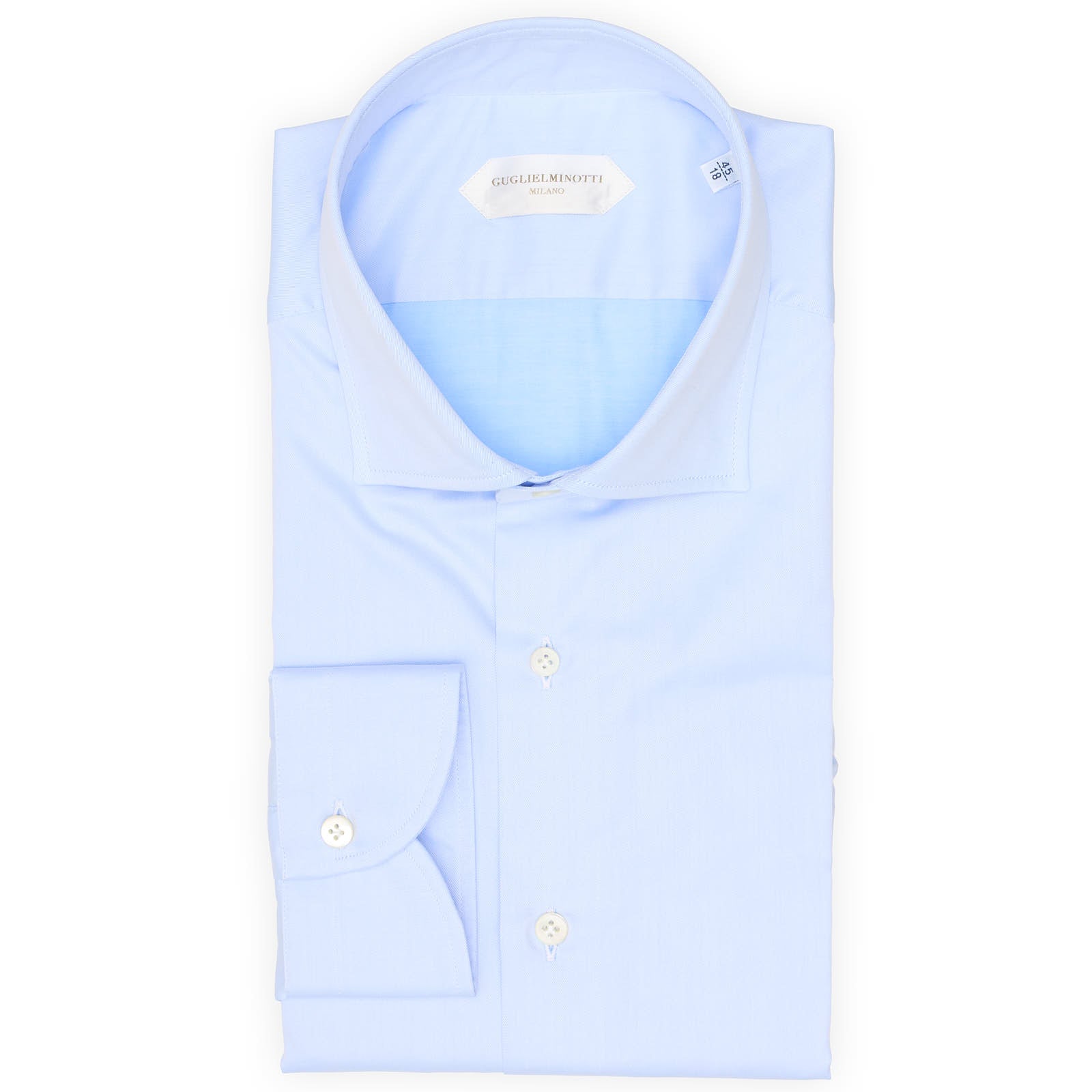 GUGLIELMINOTTI Milano Blue Twill Cotton Dress Shirt EU 45 NEW US 18