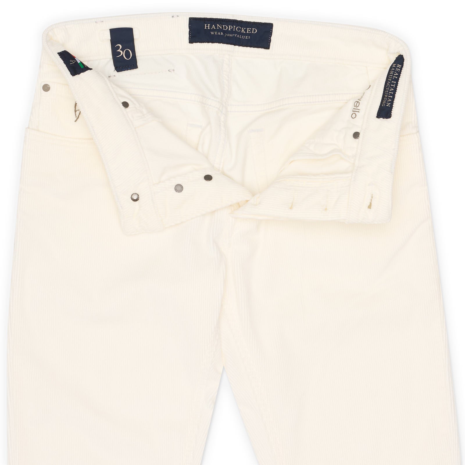 HANDPICKED White "RAVELLO" Corduroy Cotton-Modal Jeans EU 46 NEW US 30