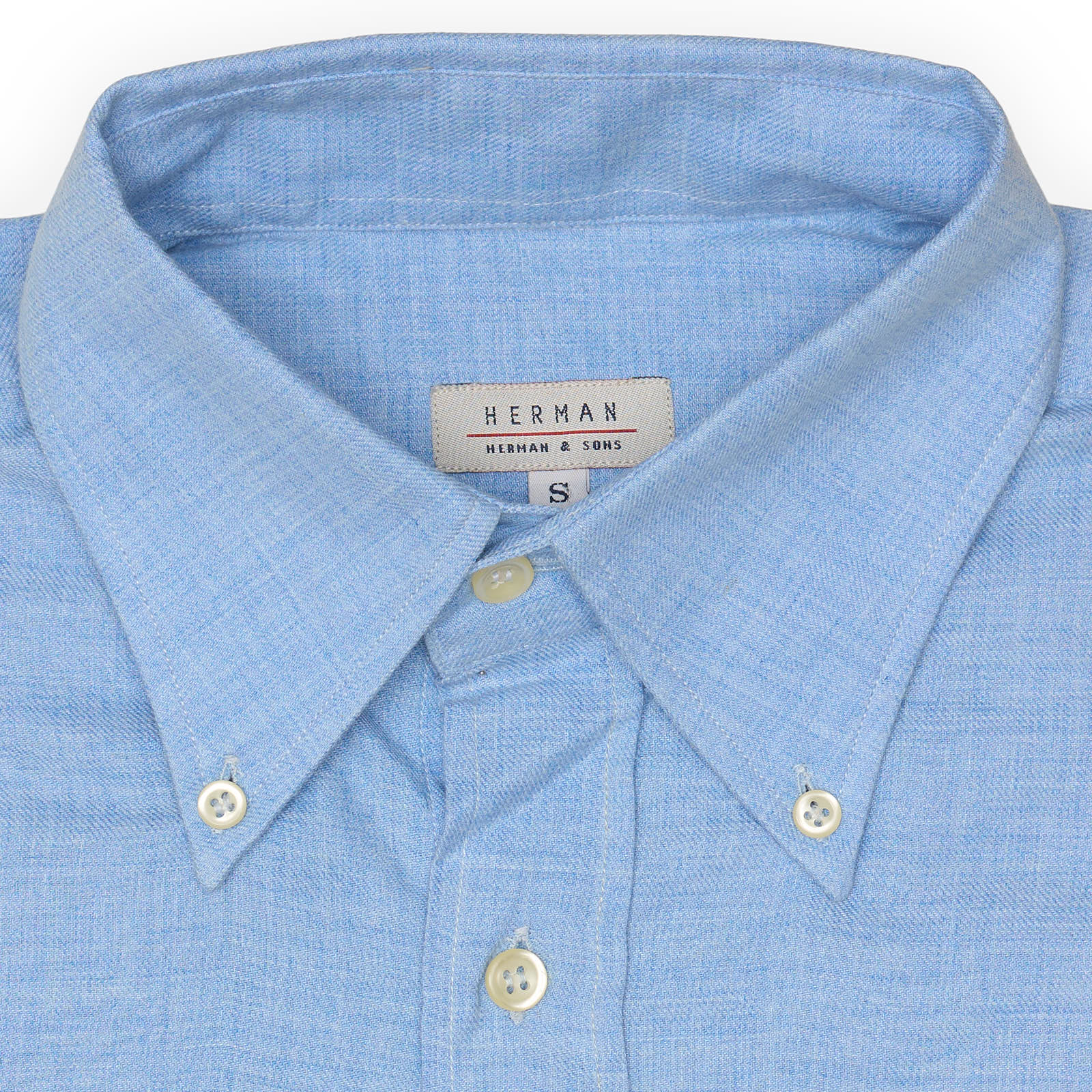 HERMAN Blue Melange Cotton Dress Shirt EU S NEW US 15.5