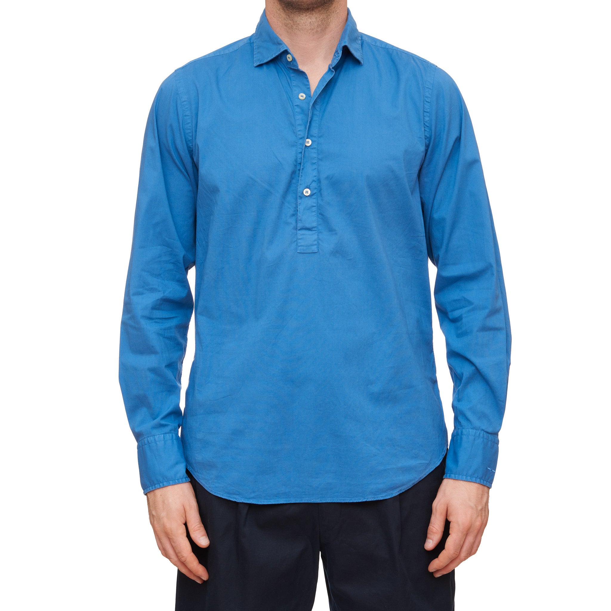 Lapo Elkann's iTALIA INDEPENDENT Blue Popover Long Sleeve Pullover Shirt  Size XL Slim Fit