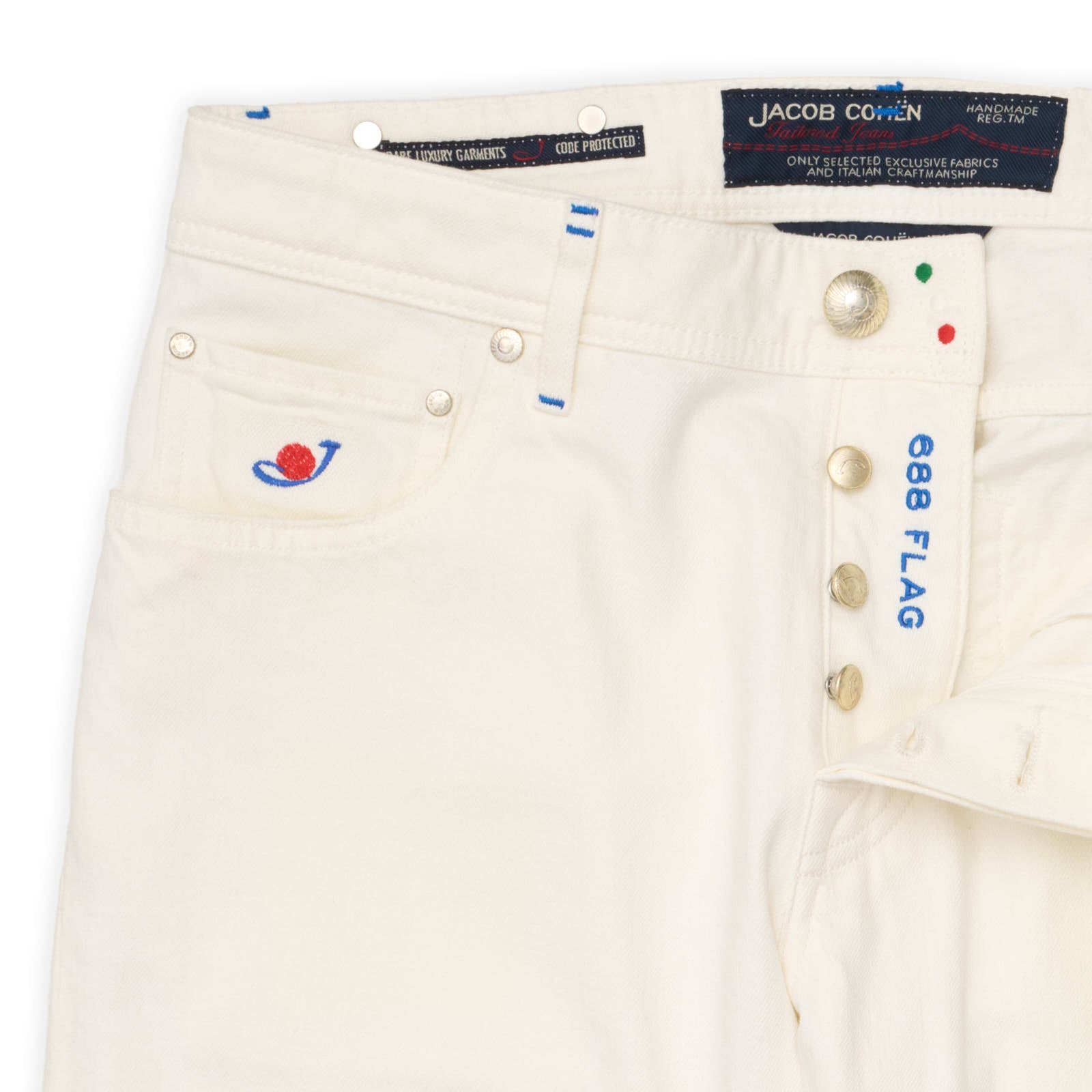 JACOB COHEN 688 Second Edition White Cotton Slim Fit Jeans Pants NEW US 31