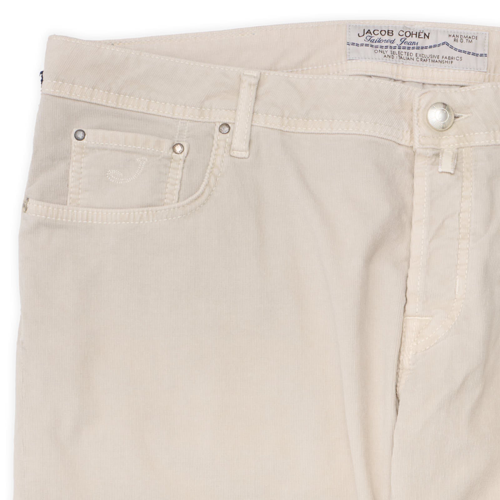 JACOB COHEN 688 Handmade Beige Cotton Straight Fit Jeans Pants NEW US 42