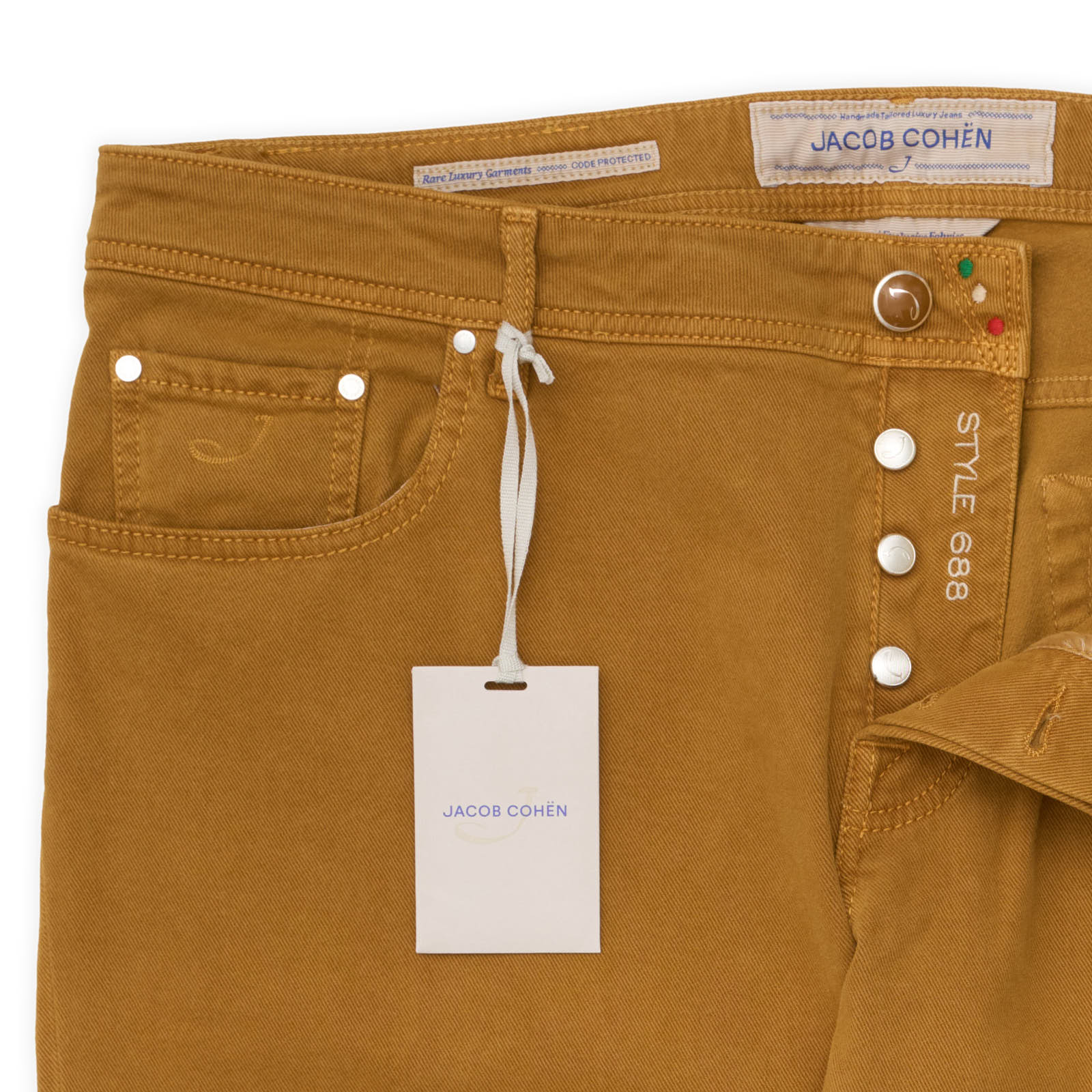 JACOB COHEN 688 Handmade Khakie Cotton Straight Fit Jeans Pants NEW US 40