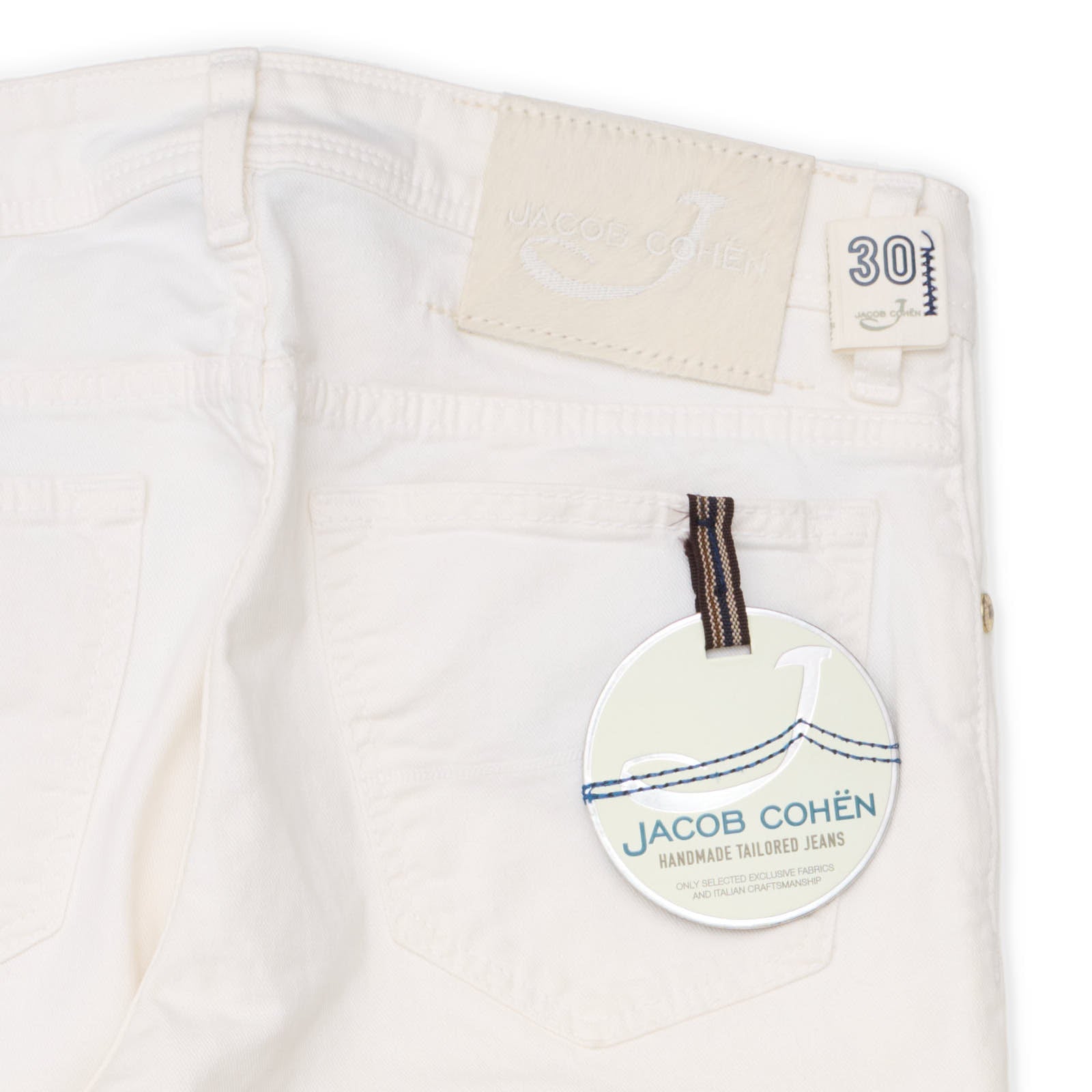 JACOB COHEN 688 Handmade White Stretch Slim Fit Jeans Pants NEW US 30