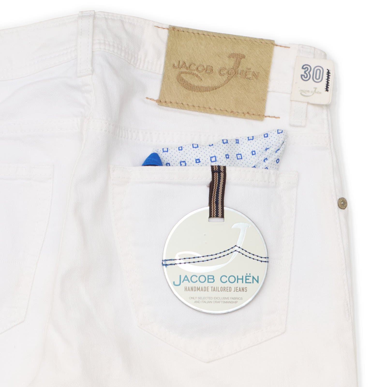 JACOB COHEN 688 Handmade White Stretch Cotton Slim Fit Jeans Pants NEW US 30