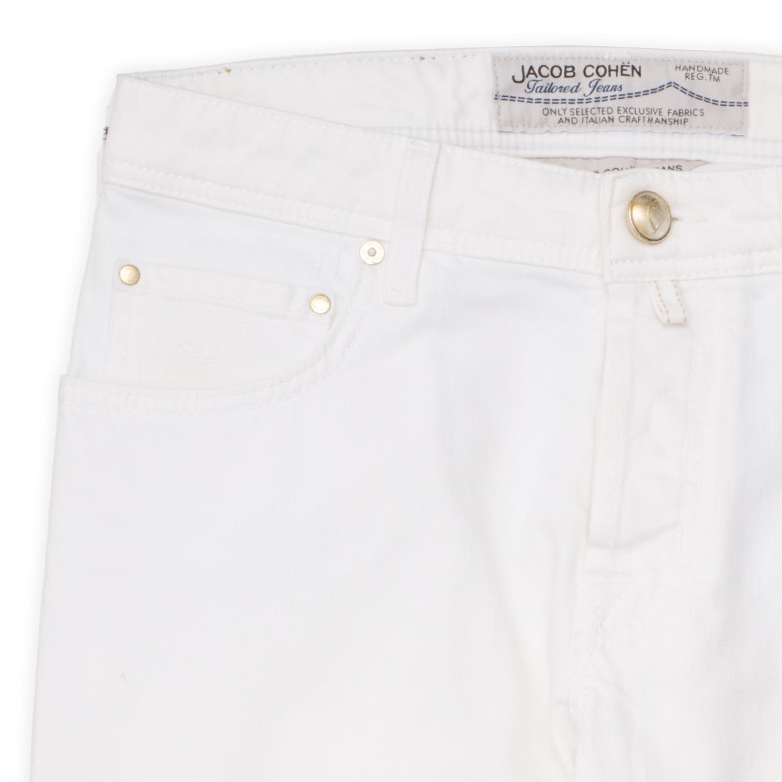 JACOB COHEN 688 Handmade White Stretch Cotton Slim Fit Jeans Pants NEW US 30