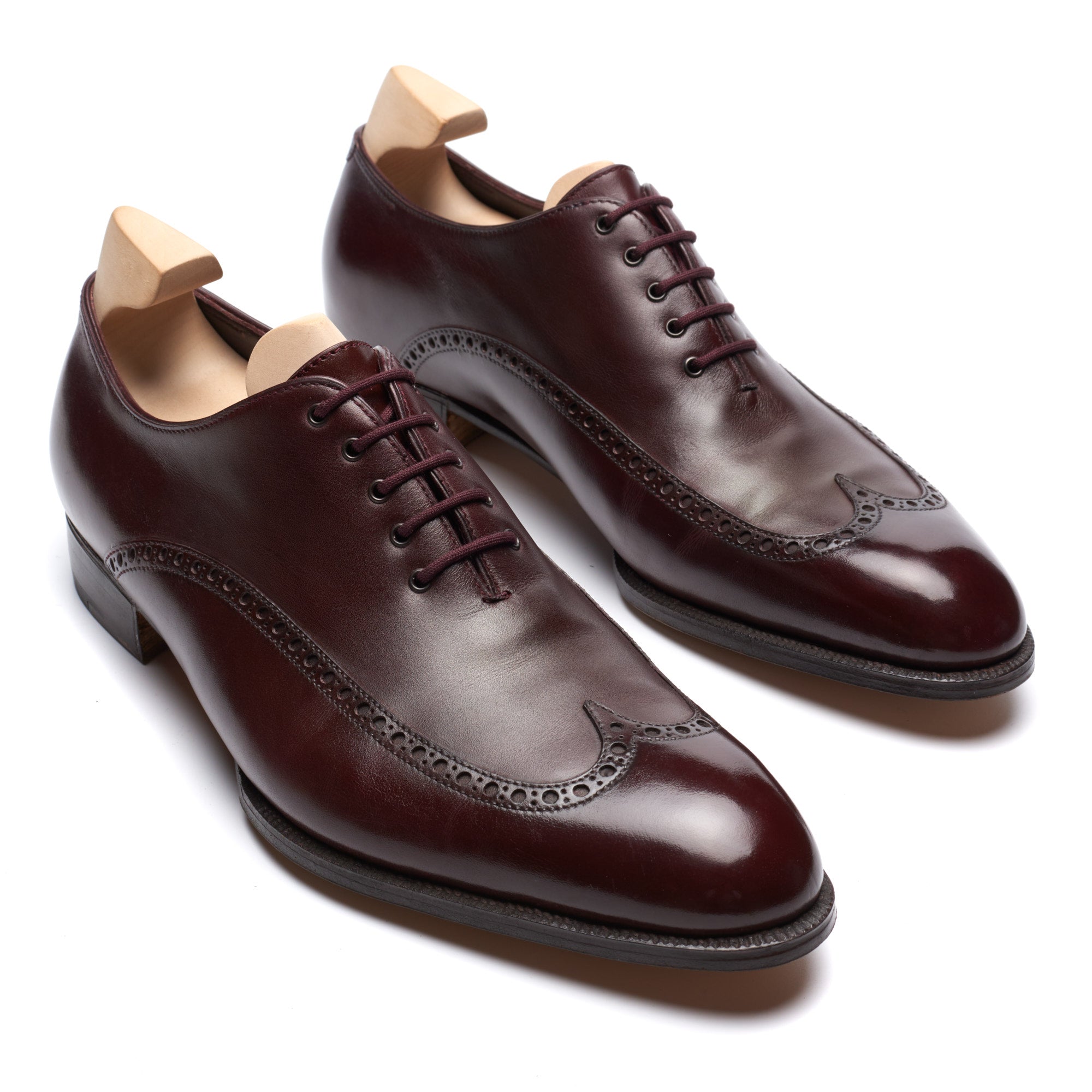 JOHN LOBB Paris Bespoke Dark Cherry Leather Oxford Shoes 7.5D US 8.5 NEW