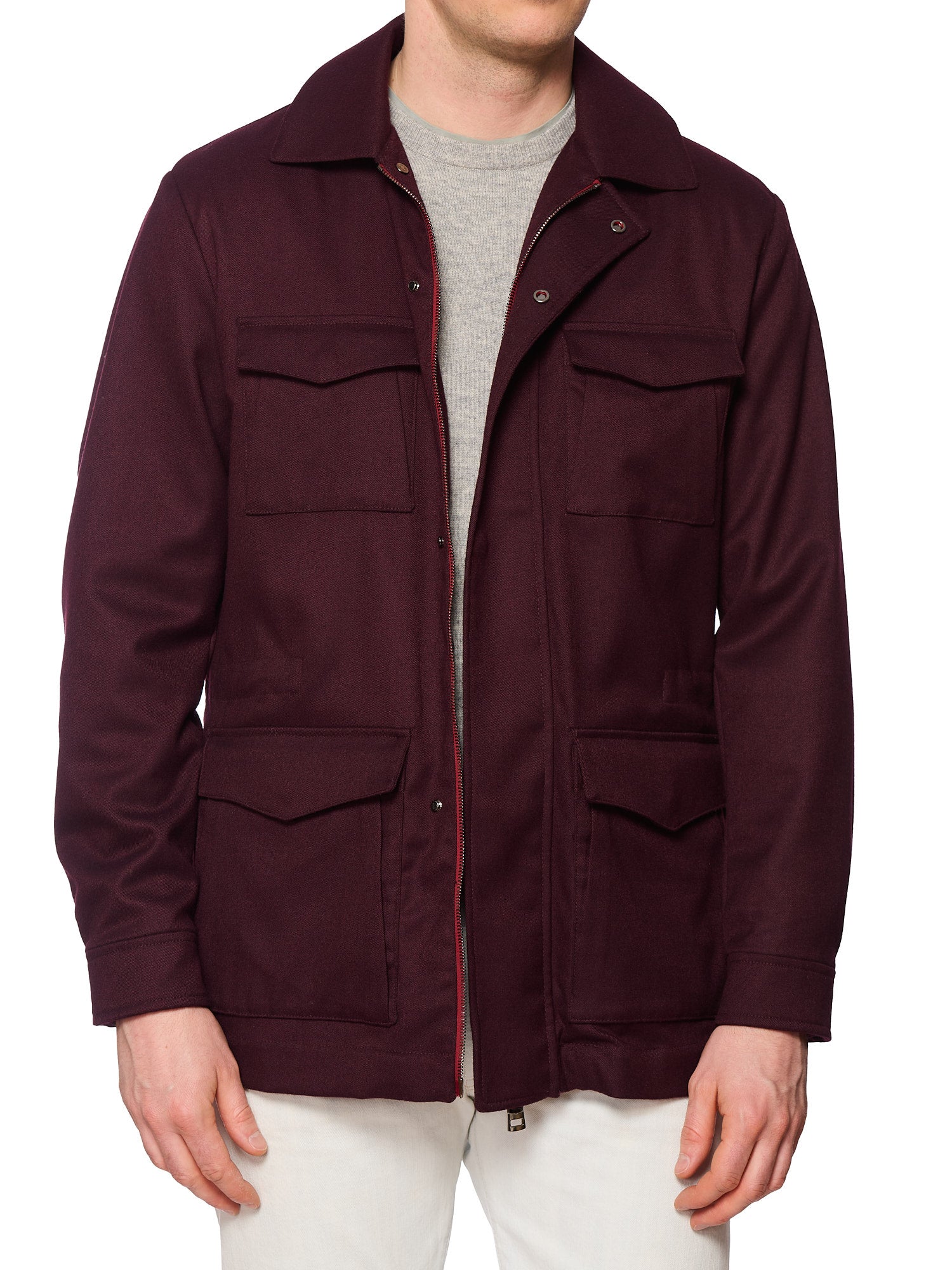 KITON KIRED "Tobe" Burgundy Cashmere Field Jacket EU 50 NEW US M 2025