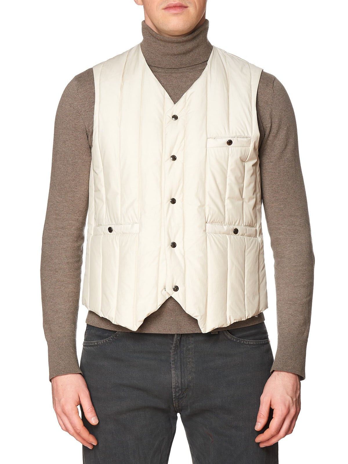 KITON KIRED Super Litek 60g "Cinghia" Beige Quilted Cotton Goose Down Vest 50 M KIRED