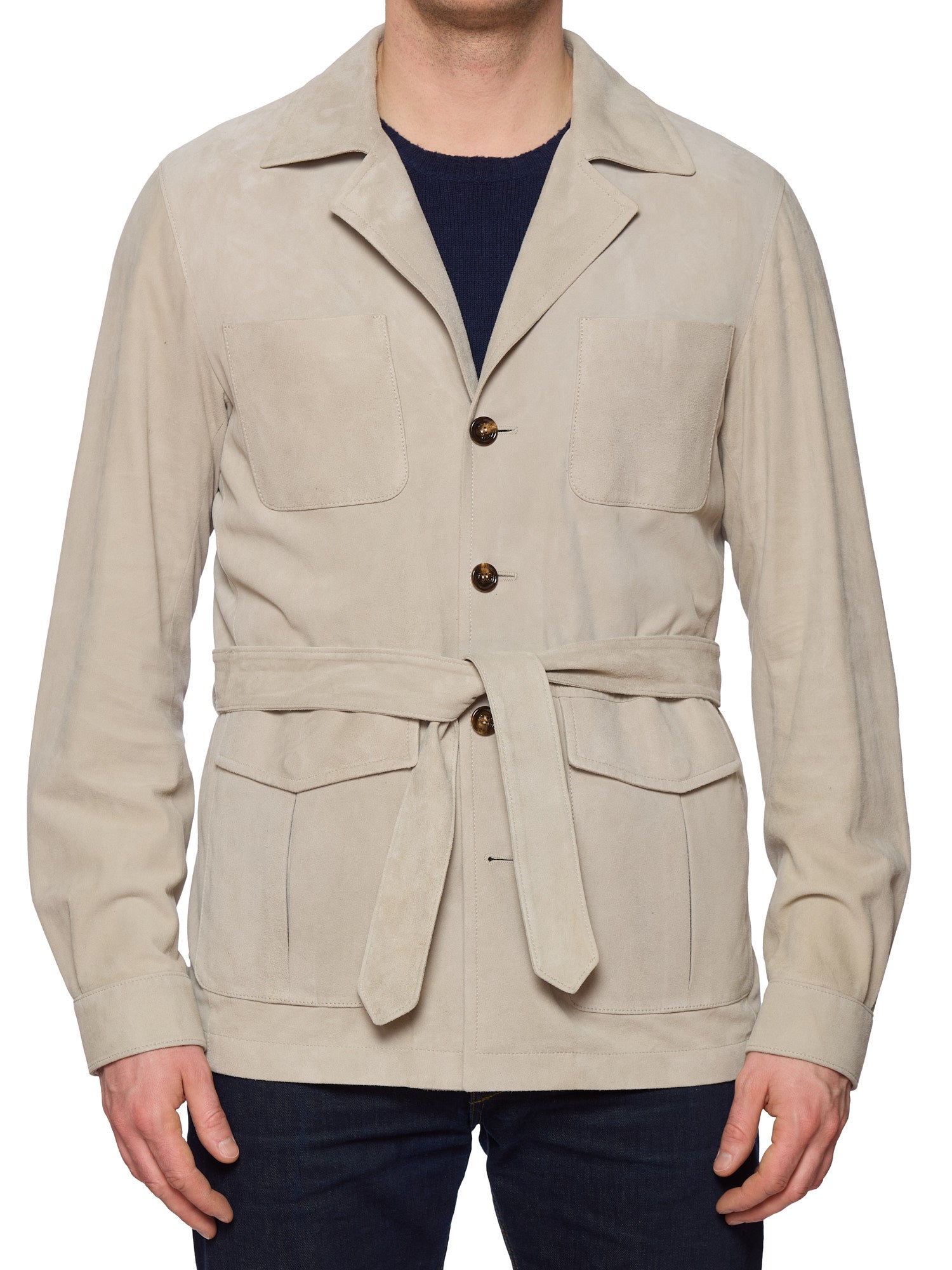 KITON KIRED Tailored Sportswear "Luk" Beige Lambskin Leather Safari Jacket M NEW