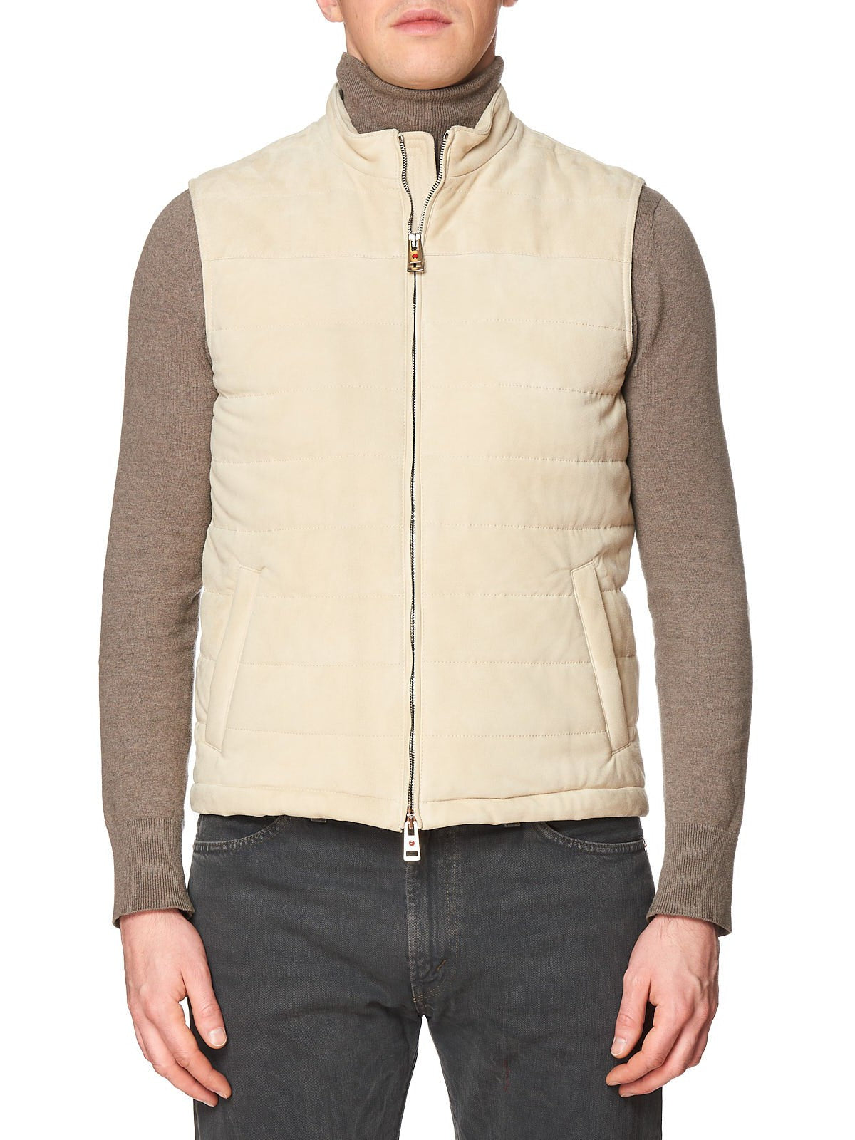 KITON KIRED "Est" Beige Lambskin Suede Leather Vest 48 S KIRED