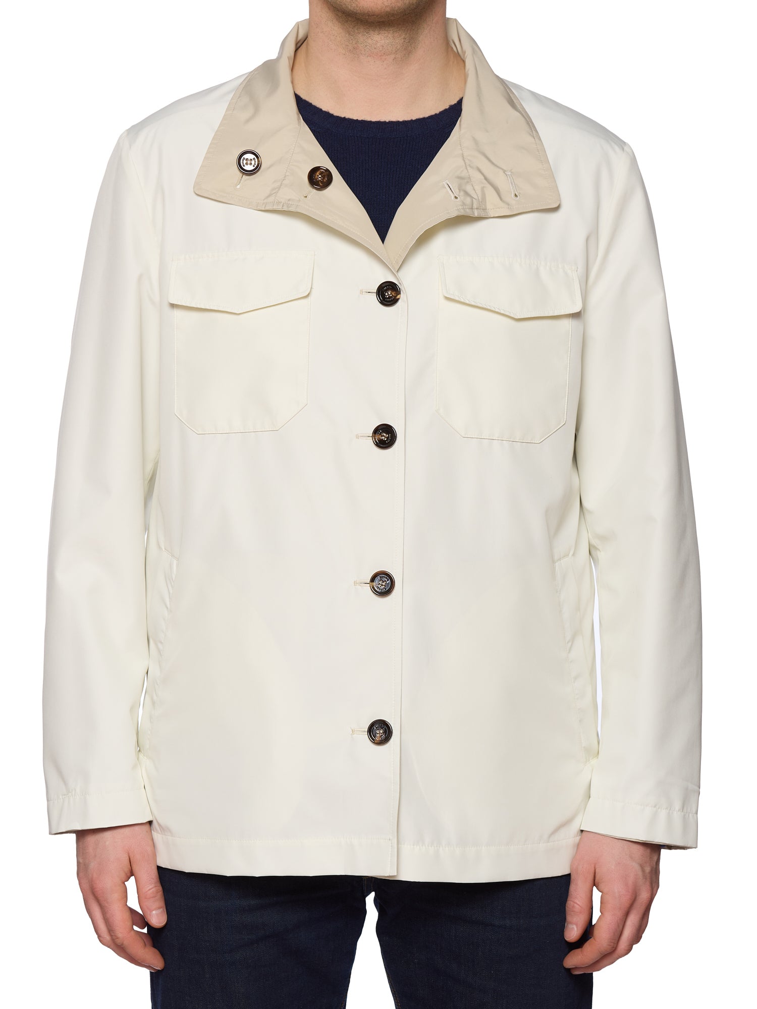 KITON KIRED "Jak" Beige-White Reversible Safari Jacket EU 50 NEW US M