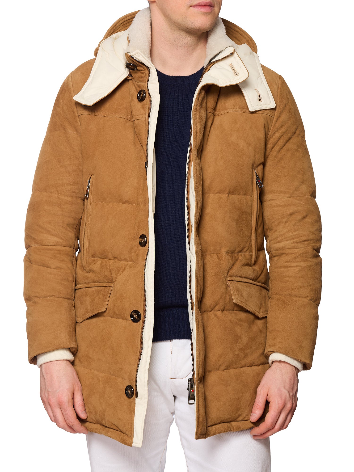 KITON KIRED "Po" Camel Color Down Padded Shearling Collar Parka EU 48 US S 2025