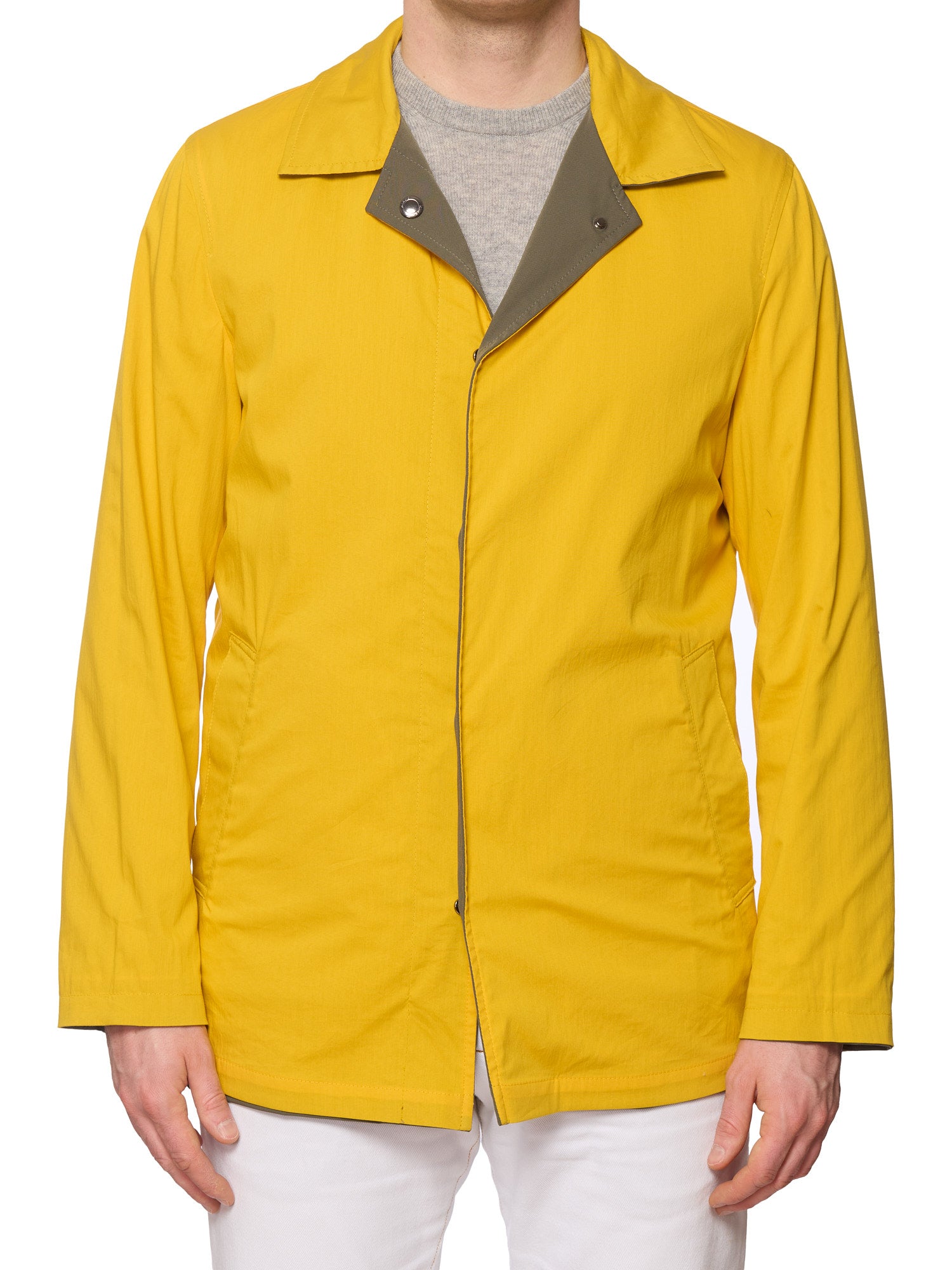 KITON KIRED "Rudi" Reversible Khakie-Yellow Polyamide Rain Field Jacket EU 50 US M