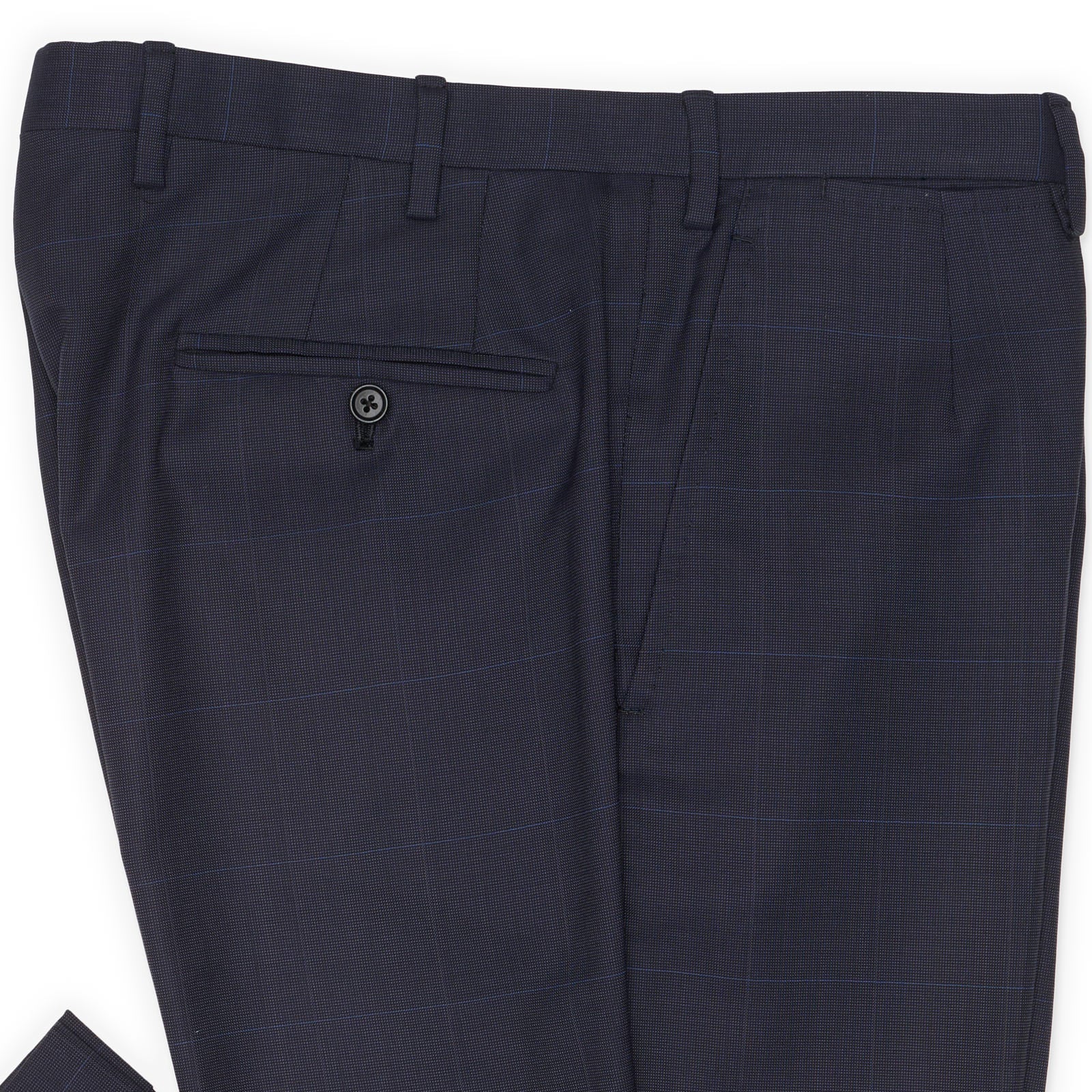 KITON NAPOLI Blue Wool Plaid Dress Pants EU 48 NEW US 32