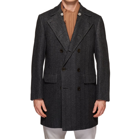 KITON Napoli CIPA 1960 Gray Herringbone Cashmere DB Coat EU 50 NEW US ...