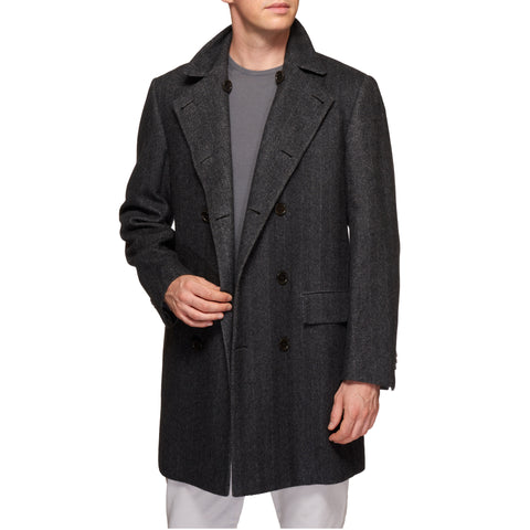 KITON Napoli CIPA 1960 Gray Herringbone Cashmere DB Coat EU 50 NEW US ...