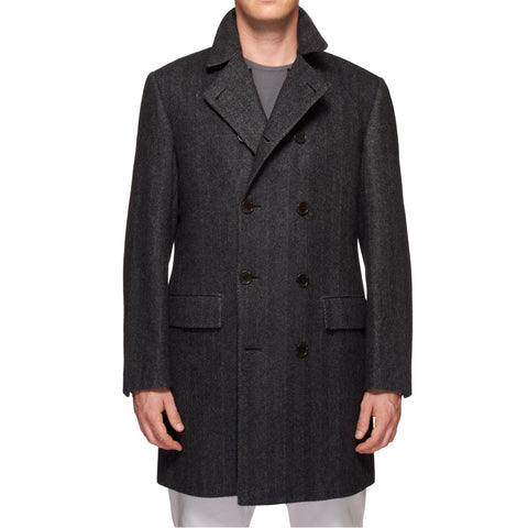 KITON Napoli CIPA 1960 Gray Herringbone Cashmere DB Coat EU 50 NEW US ...