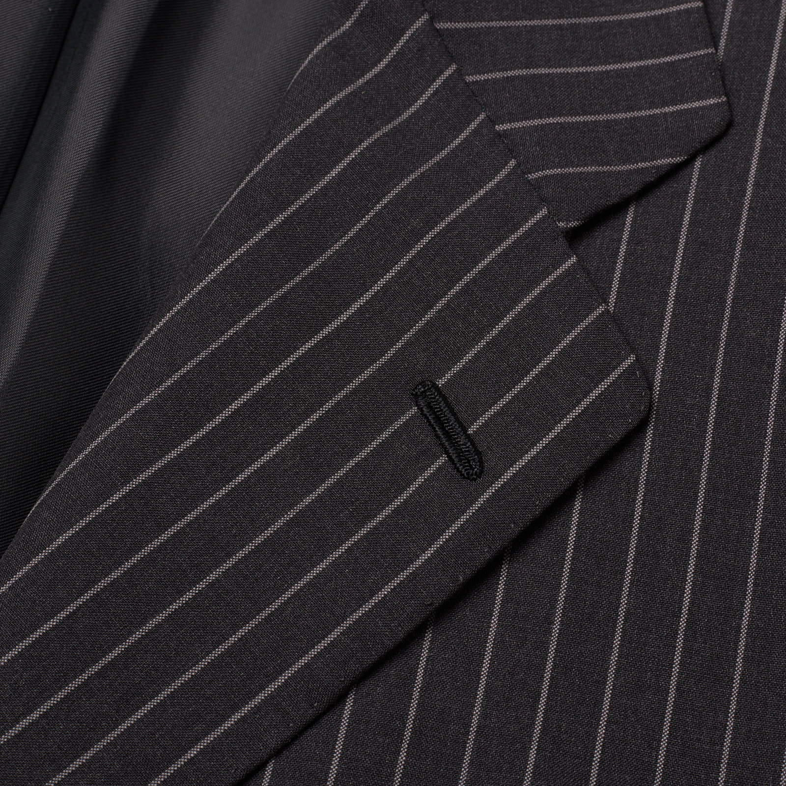 KITON Napoli Dark Gray Striped Wool 14 Micron Super 180's Jacket EU 50 NEW US 40