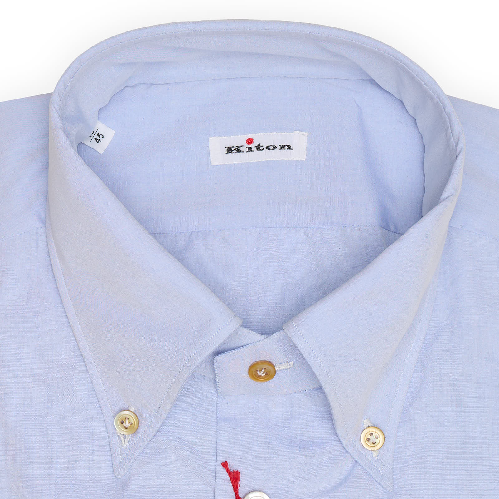 KITON Napoli Handmade Blue Cotton Button-Down Dress Shirt EU 45 NEW US 18