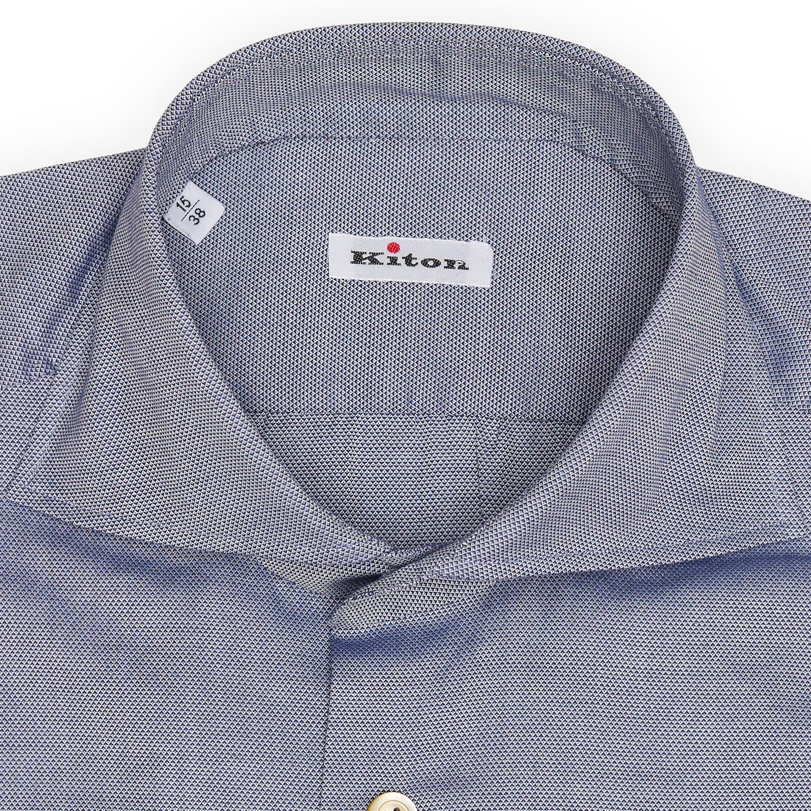 KITON Napoli Handmade Blue Oxford Cotton Dress Shirt EU 38 NEW US 15