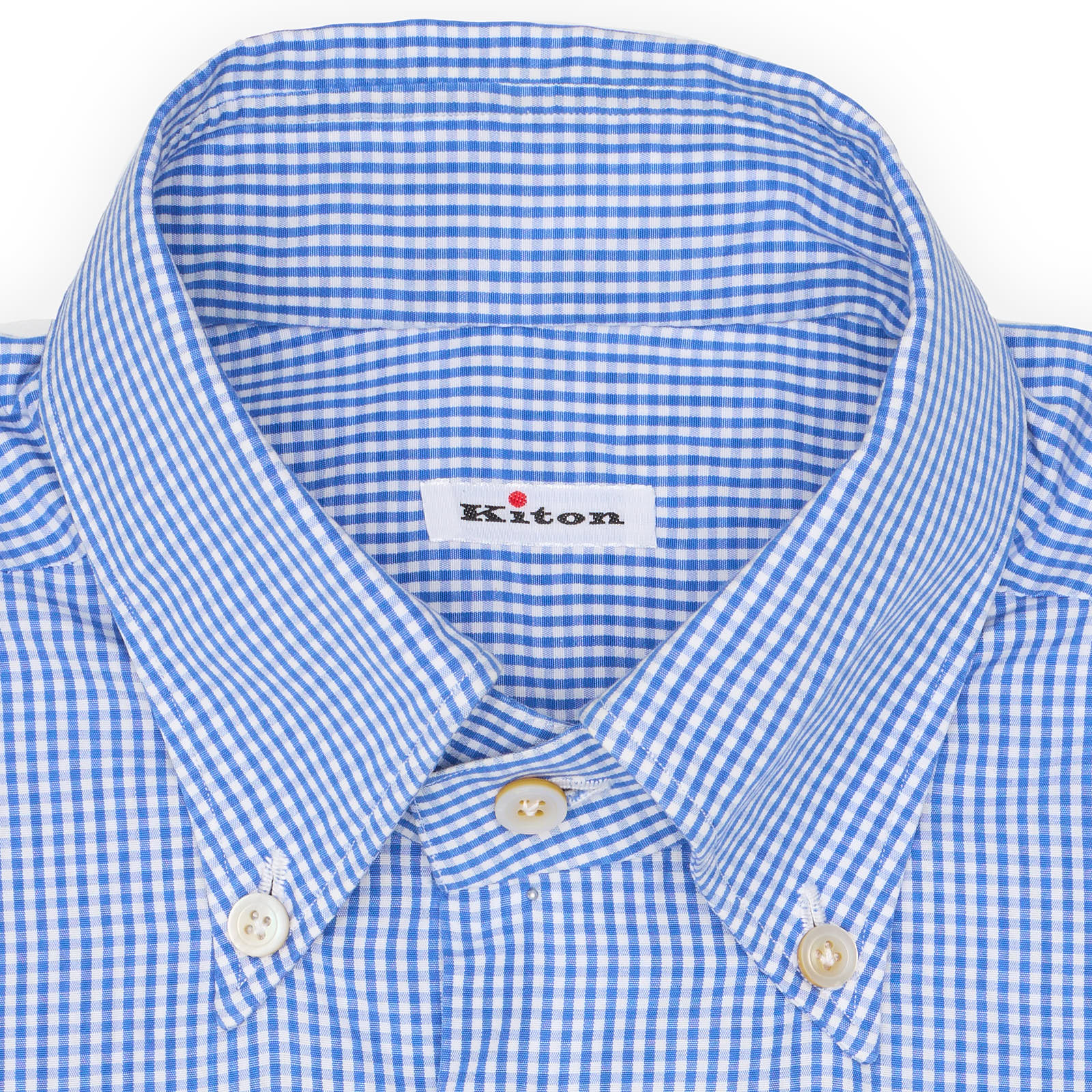 KITON Napoli Handmade Blue Plaid Cotton Button-Down Dress Shirt EU 38 NEW US 15