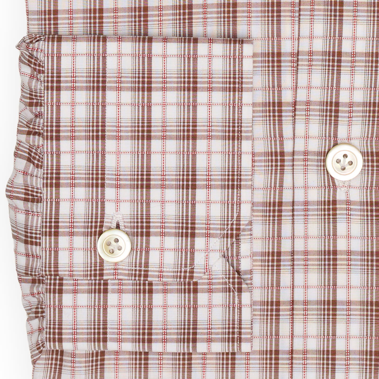 KITON Napoli Handmade Brown Plaid Button-Down Cotton Shirt NEW