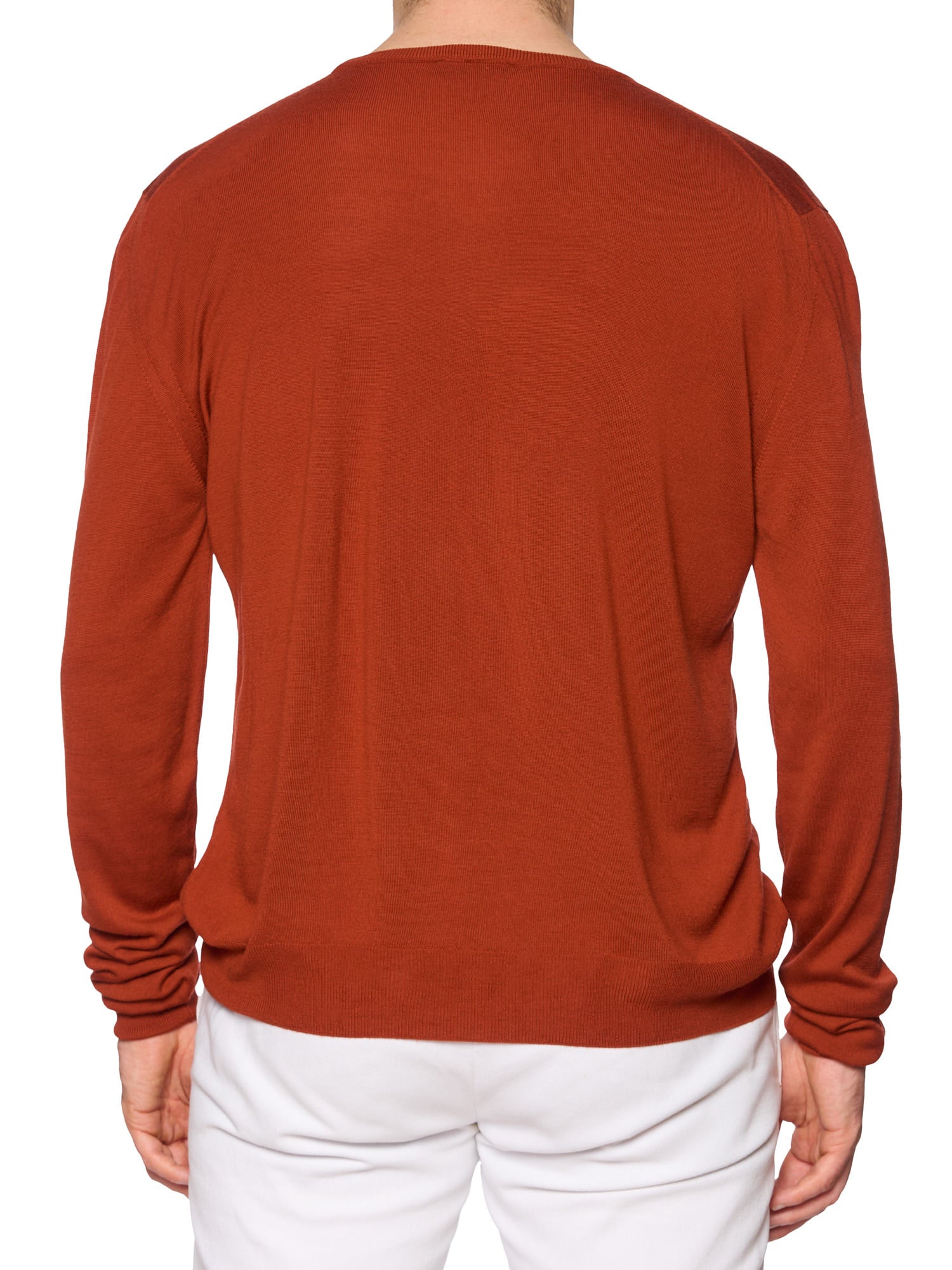 KITON Napoli Handmade Burnt Orange Wool Crewneck Sweater EU 50 US M