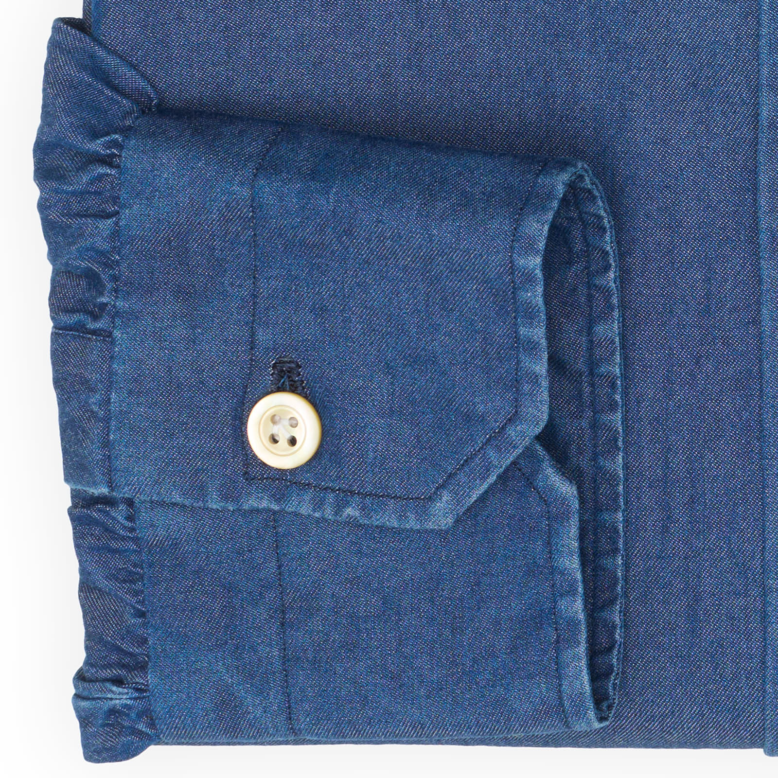 KITON Napoli Handmade Dark Blue Denim Cotton Shirt EU 39 NEW US 15.5