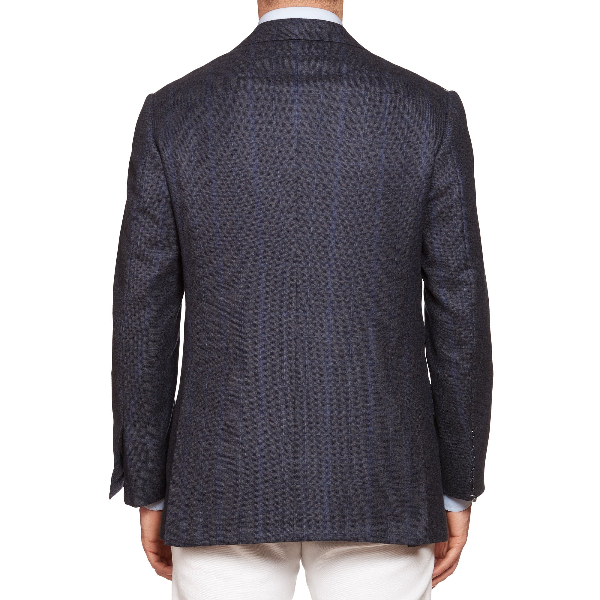 KITON Napoli Handmade Navy Blue Plaid Cashmere Jacket Sport Coat EU 50 NEW  US 40