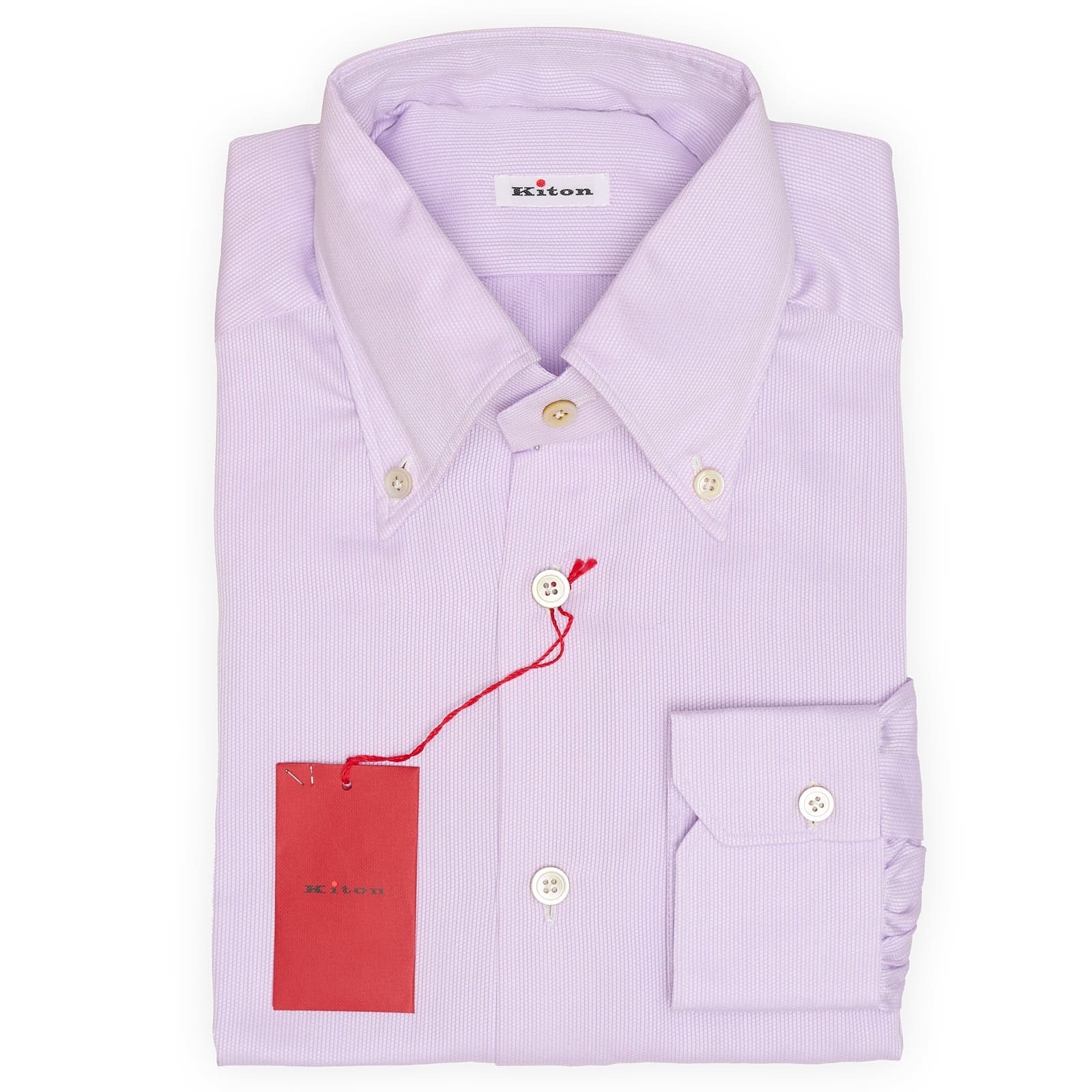 KITON Napoli Handmade Purple Cotton Button-Down Dress Shirt EU 39 NEW US 15.5